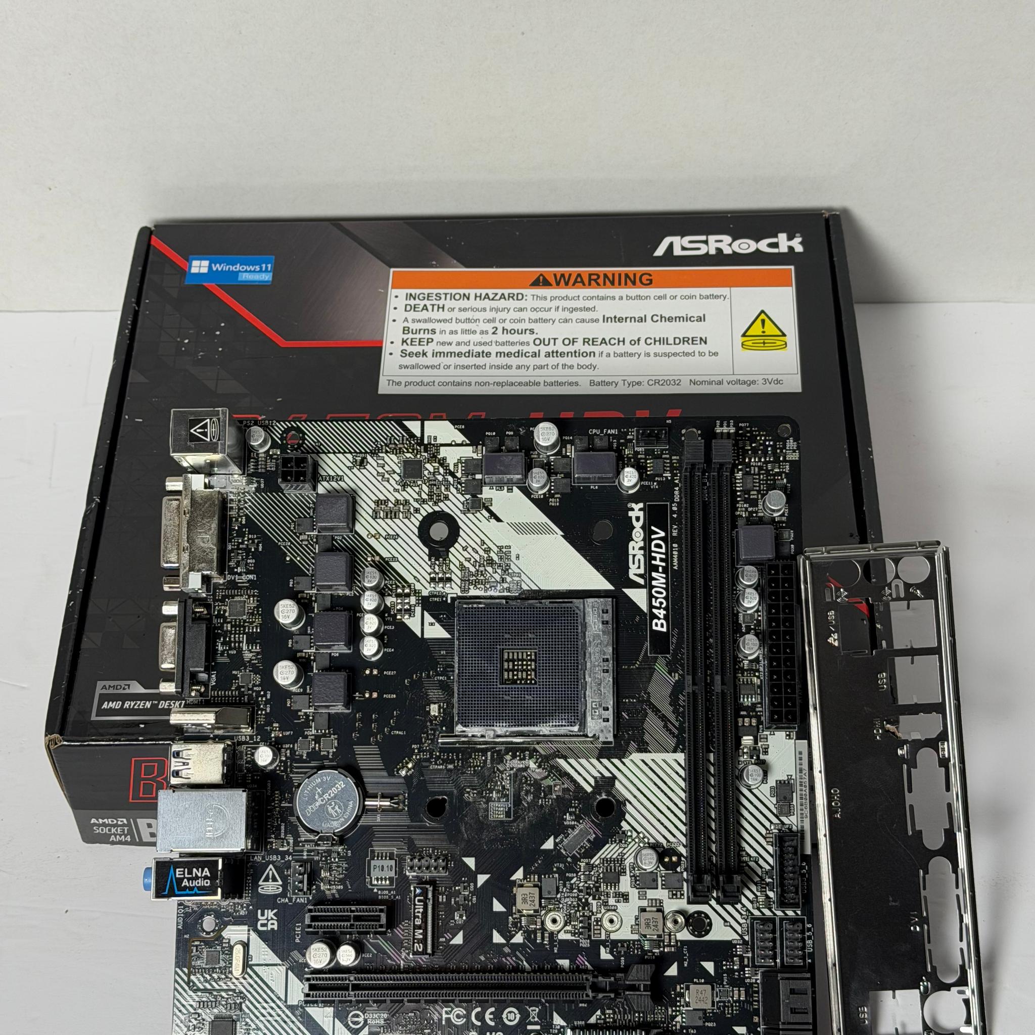 ASRock AMD B450M-HDV R4.0 AM4 Socket Ryzen DDR4 Motherboard