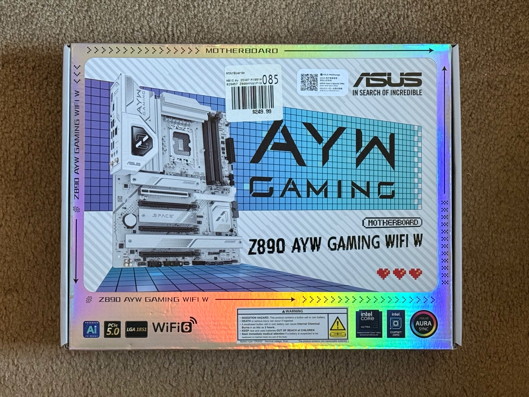 Z890 Motherboard, WiFi, ATX, ASUS AYW Gaming