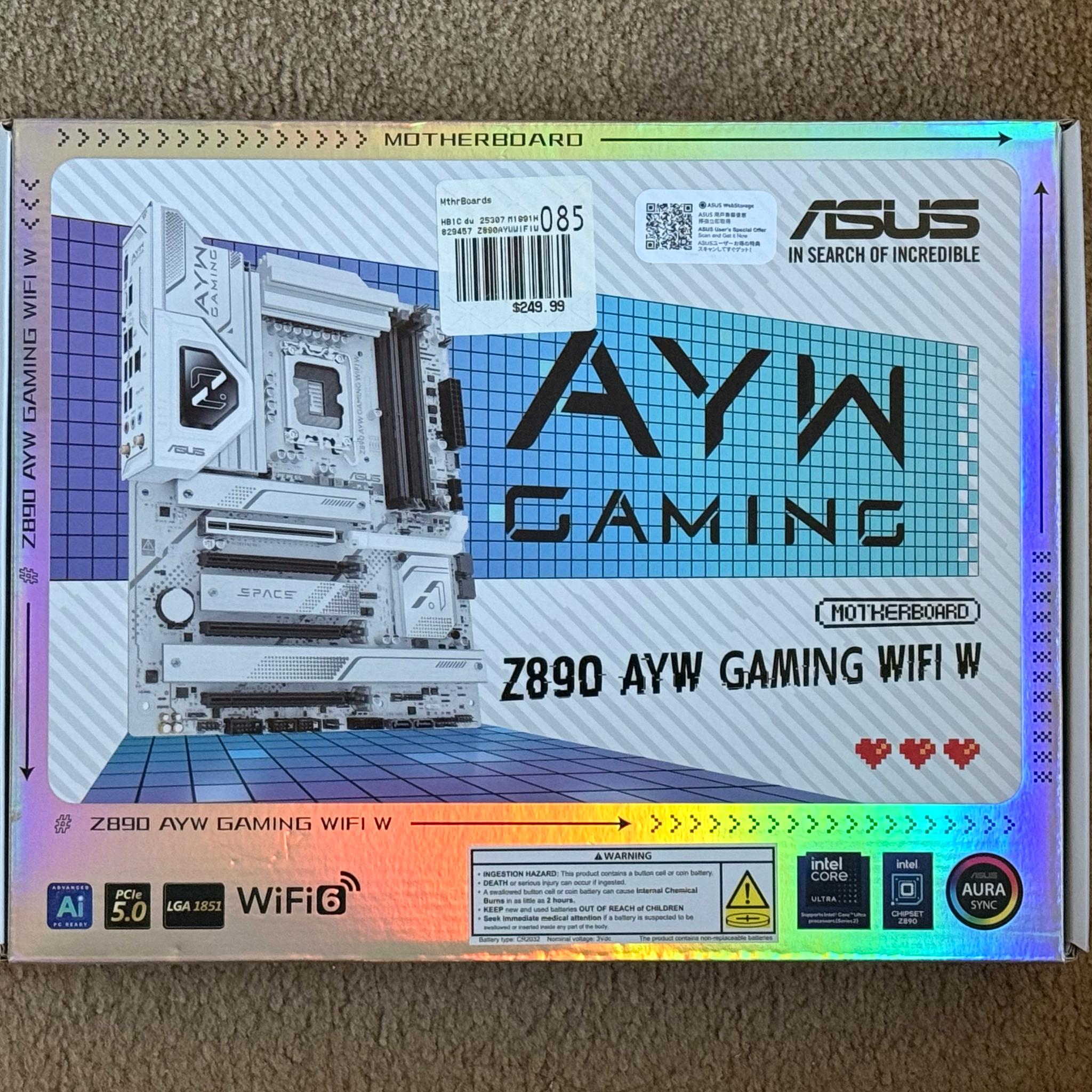 Z890 Motherboard, WiFi, ATX, ASUS AYW Gaming