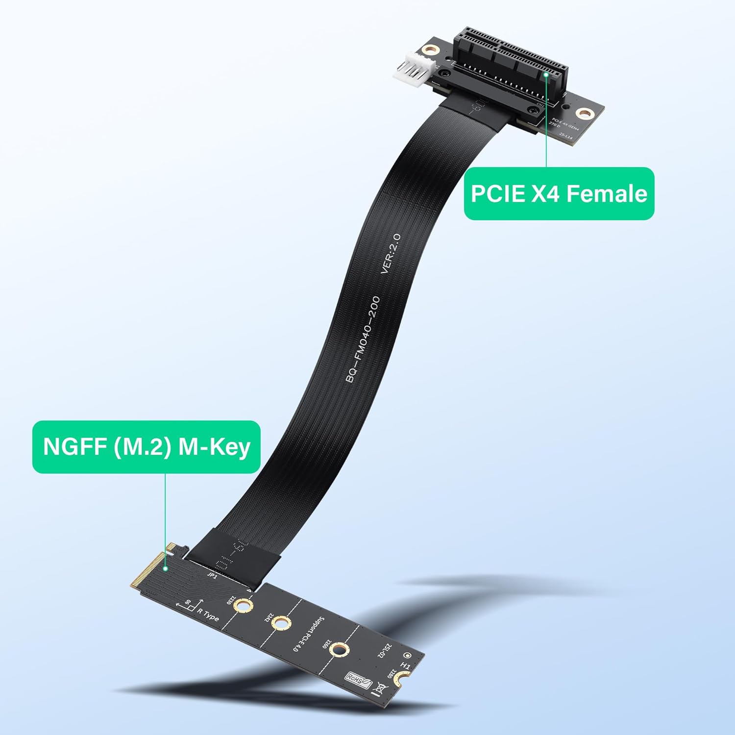 M.2 M Key PCI-E 4.0 2280 NGFF 90 Degree PCIe X4 Extender Cable M2 PCI-E 4X Female M2 2230 Right Bend
