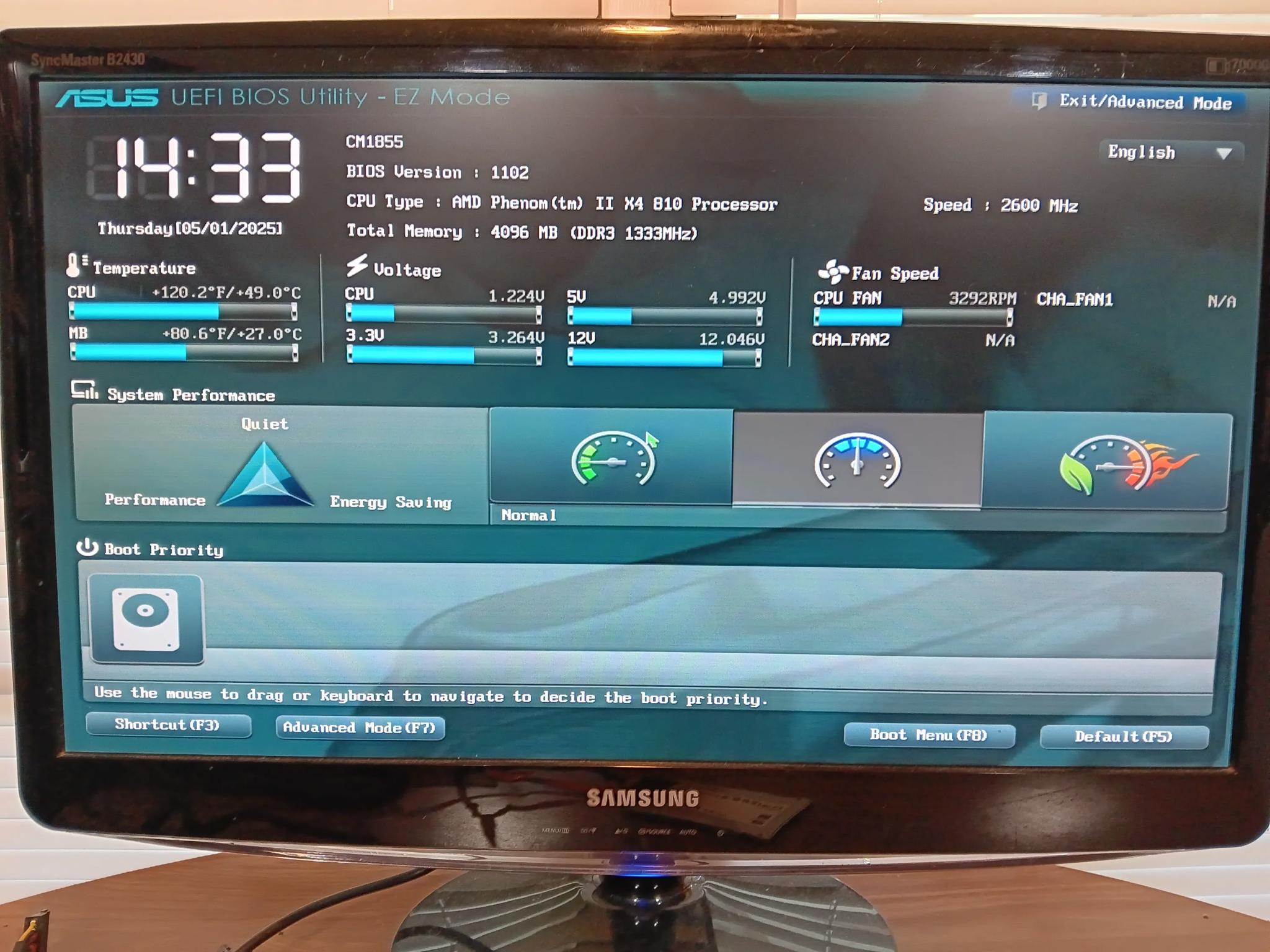 ASUS M5A97 EVO MB Phenom II X4 810 CPU