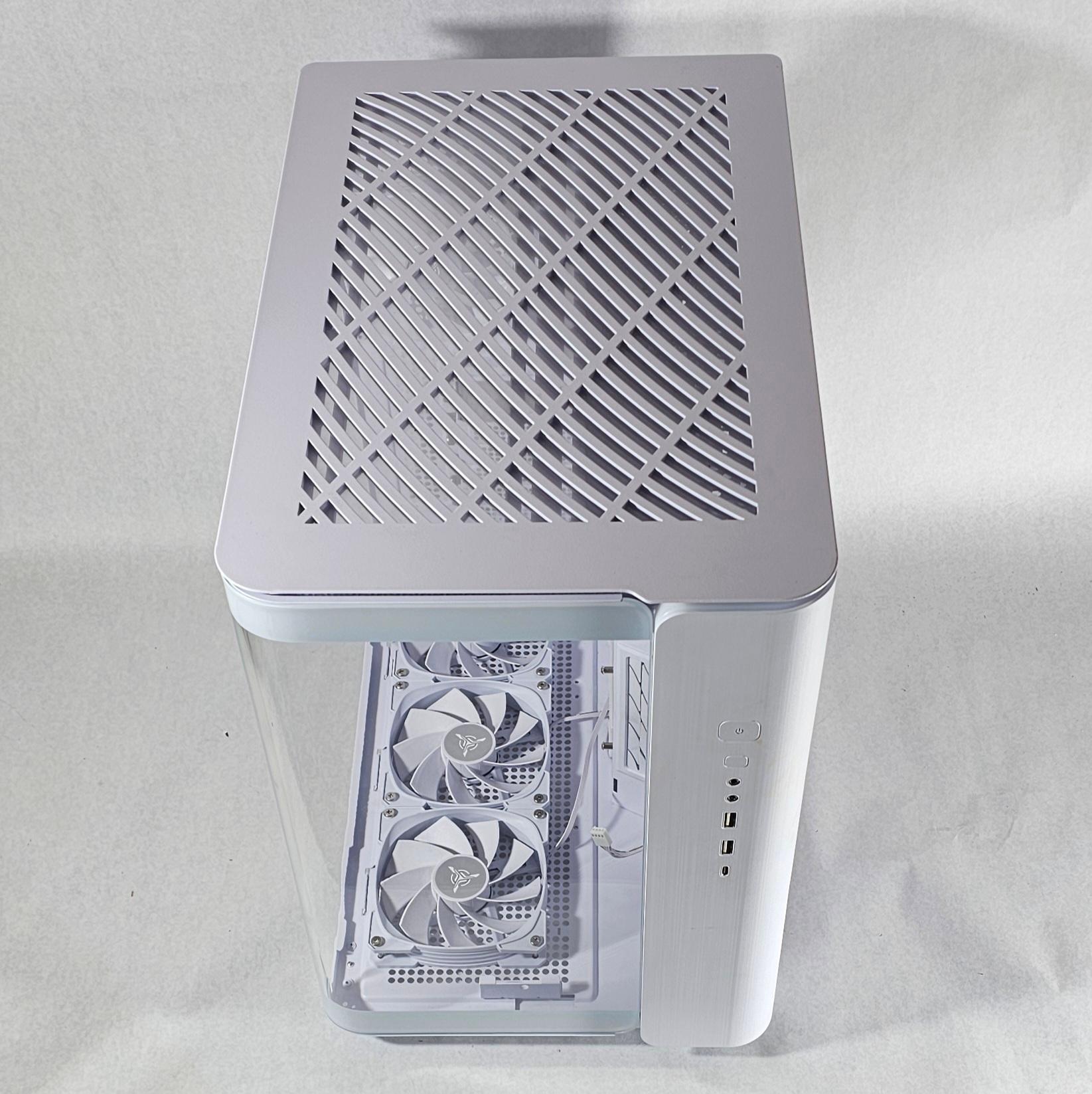 White PC Case with Tempered Glass w/ 7 RGB Fans