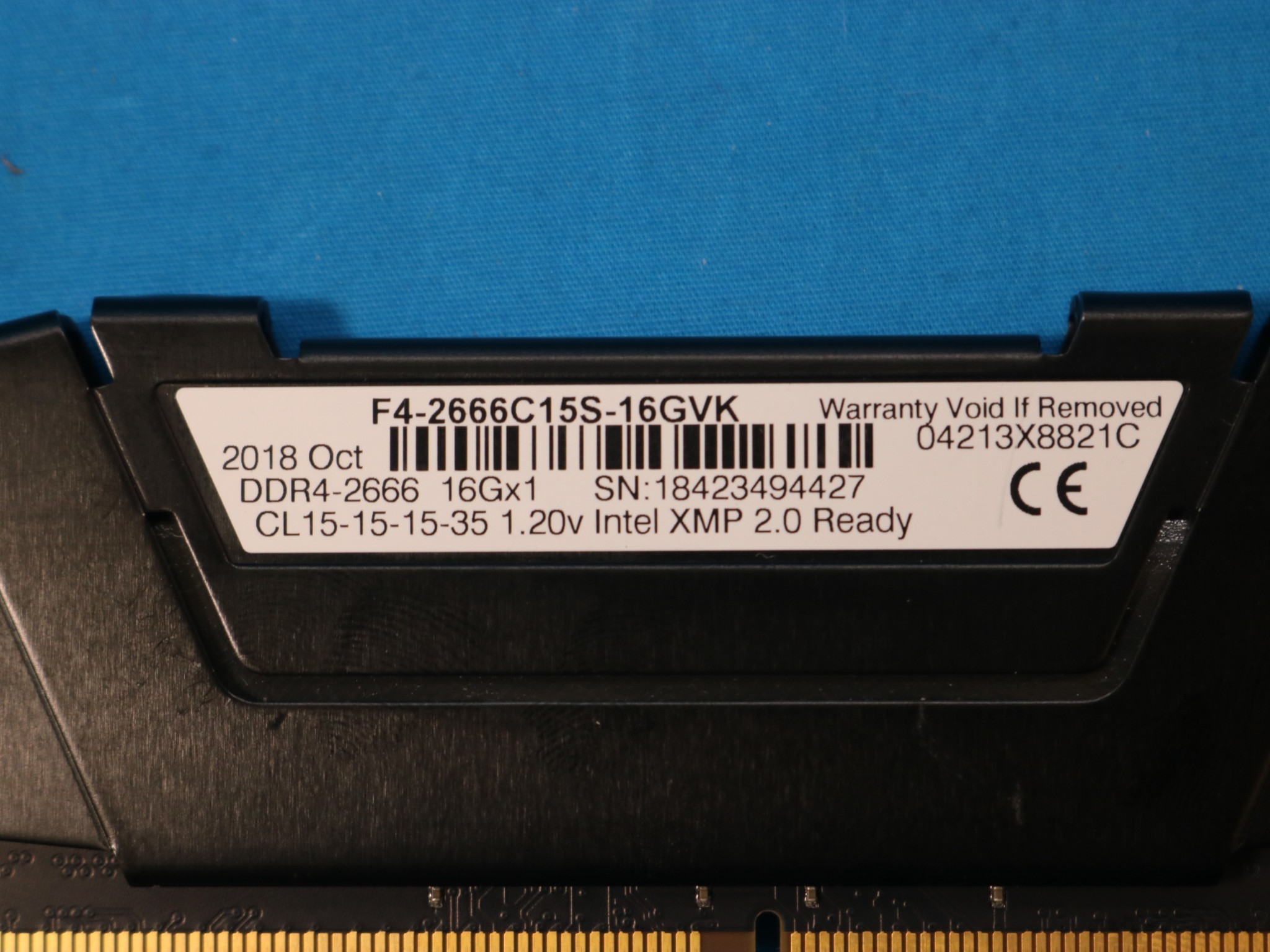 G.Skill RipJaws V Series 32GB (2x16GB) DDR4-2666MHz CL15 1.20V Desktop RAM F4-2666C15S-16GVK