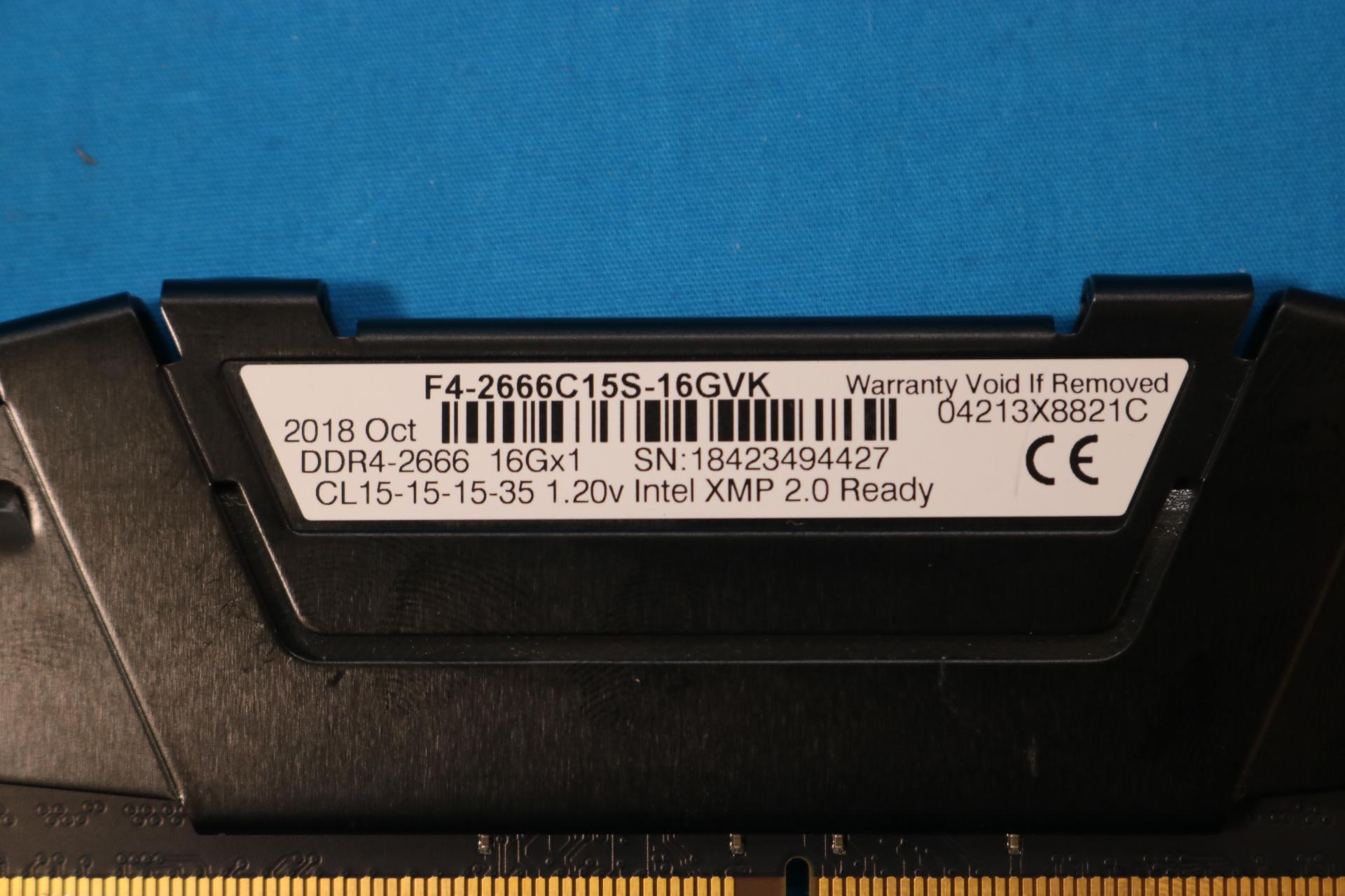 G.Skill RipJaws V Series 32GB (2x16GB) DDR4-2666MHz CL15 1.20V Desktop RAM F4-2666C15S-16GVK