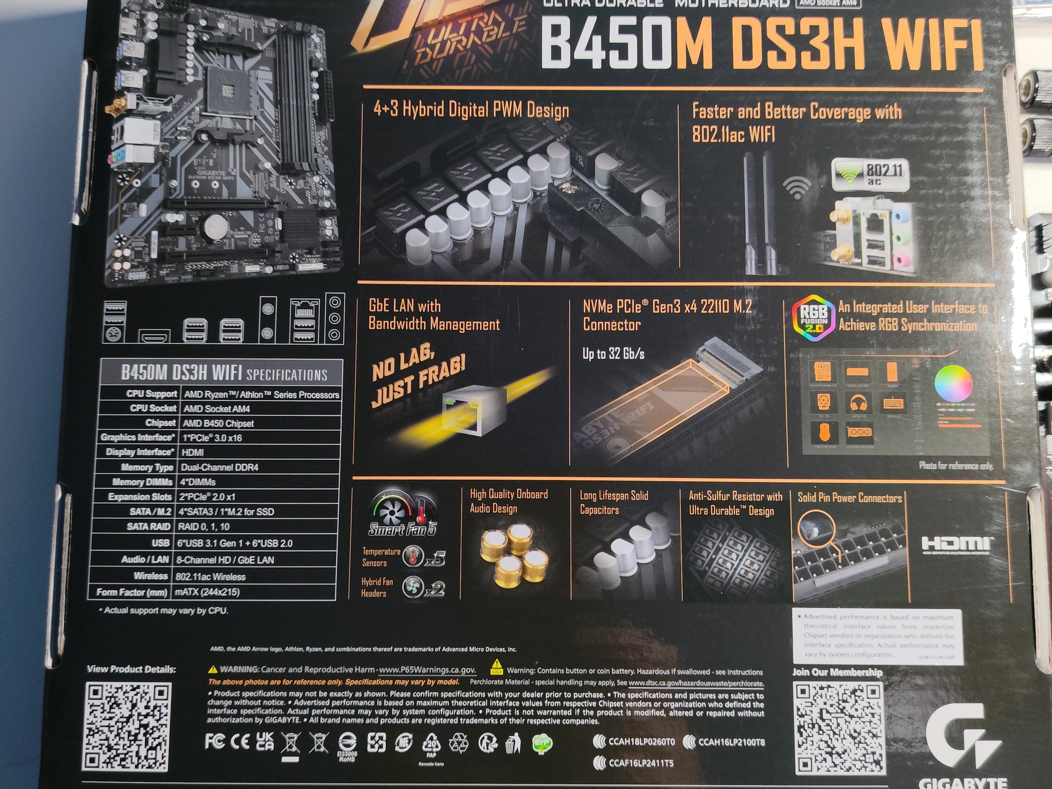 GIGABYTE B450M DS3H WIFI MATX