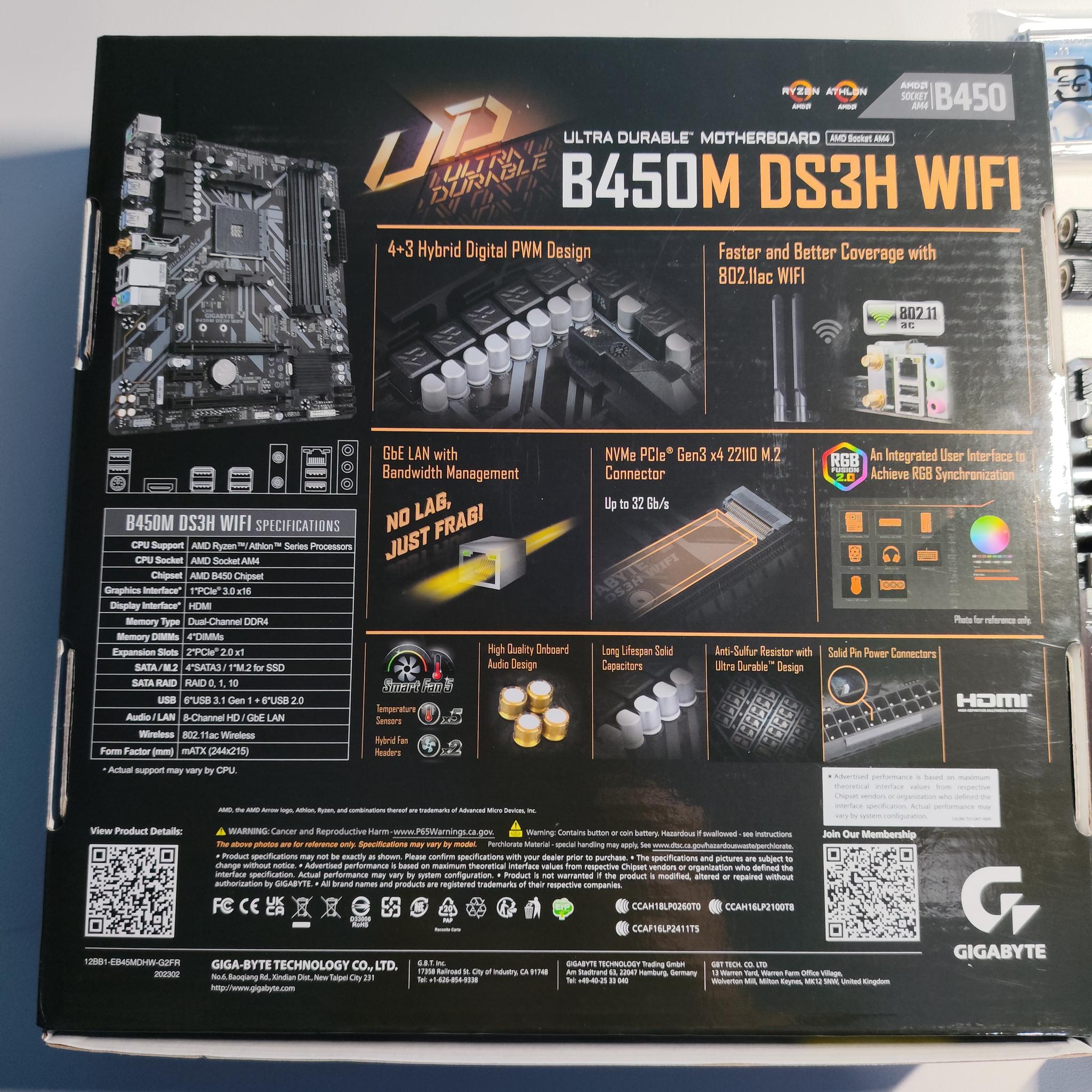 GIGABYTE B450M DS3H WIFI MATX