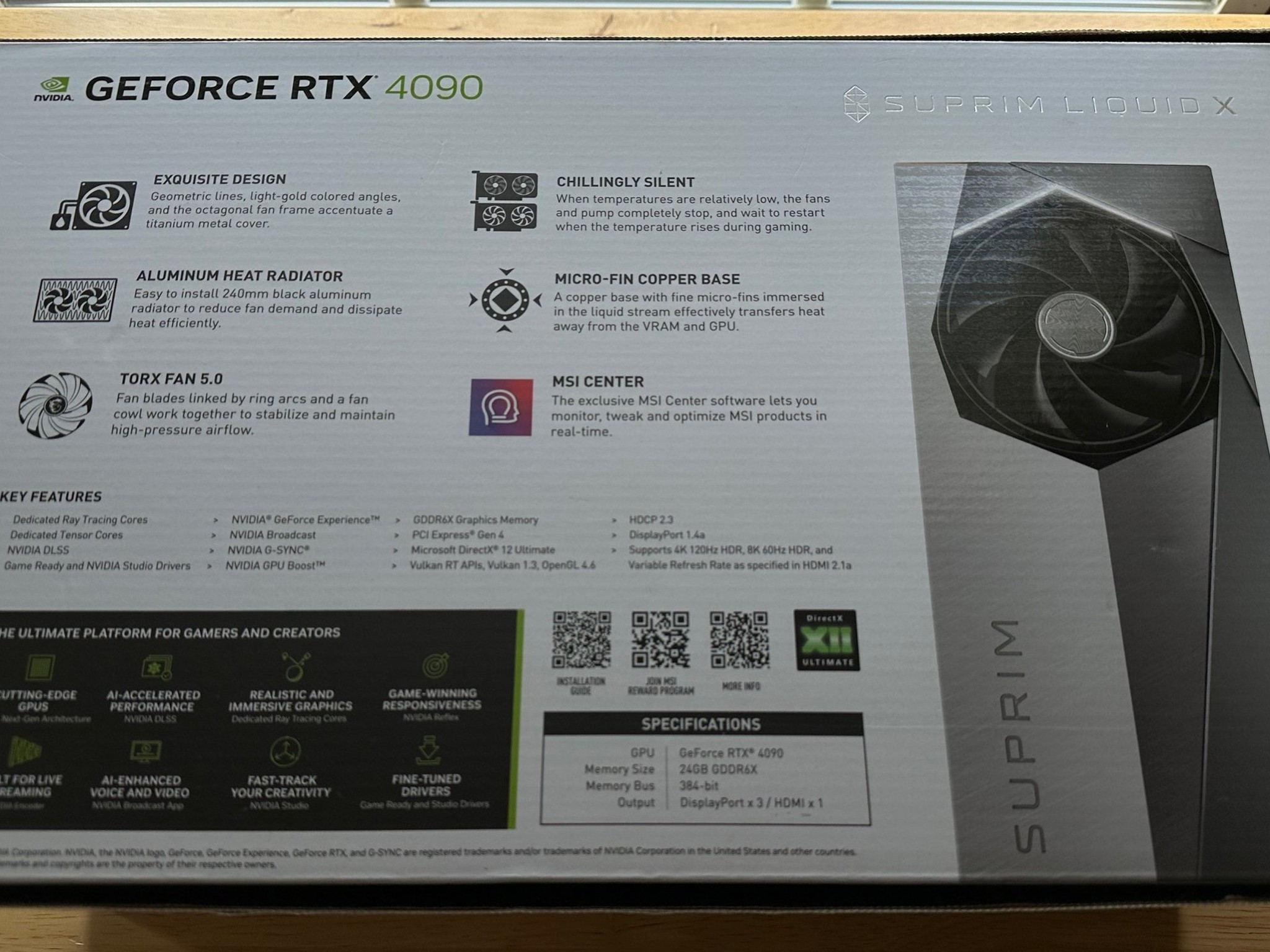 MSI Suprim GeForce RTX 4090 SUPRIM LIQUID X 24G - Used Great Condition