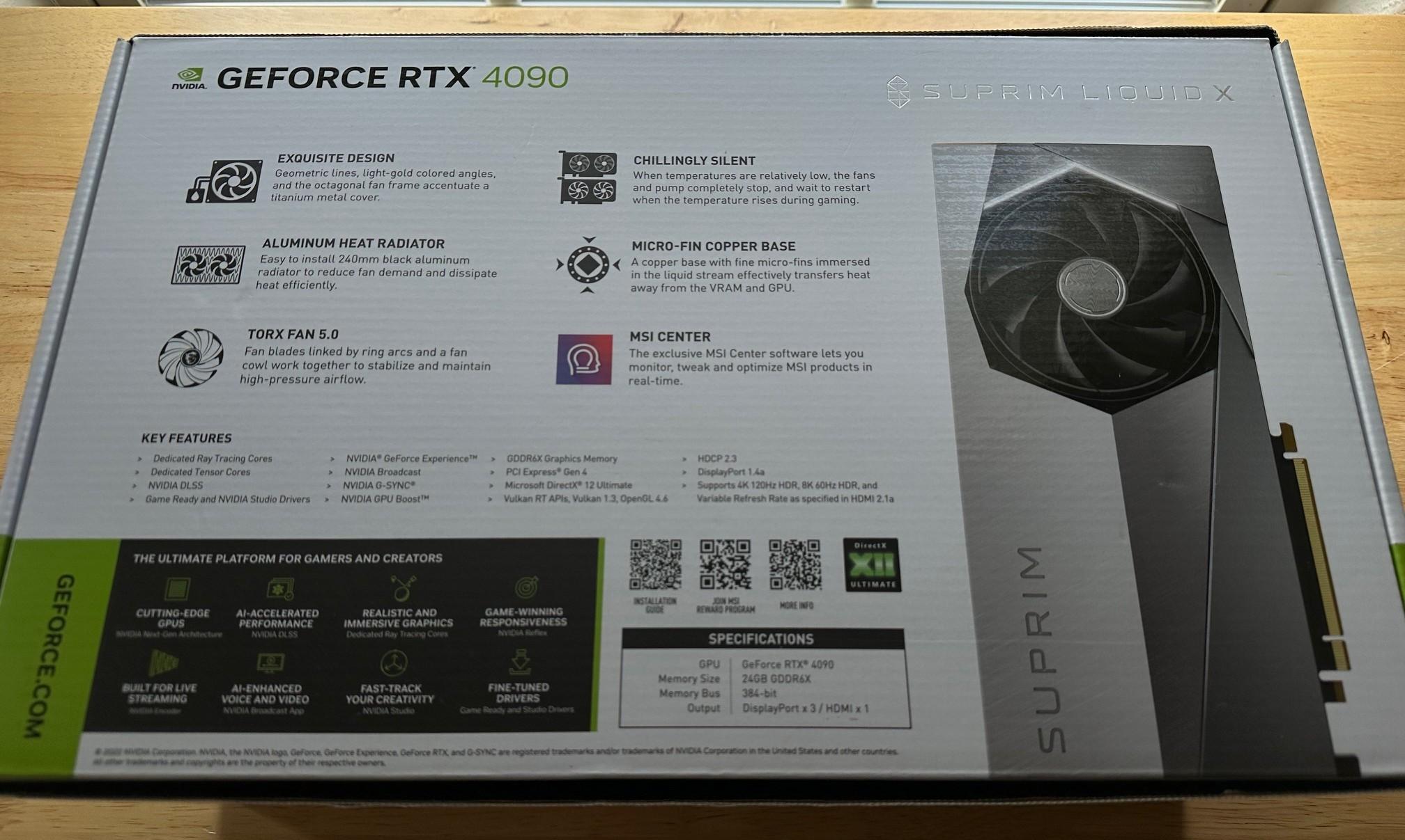 MSI Suprim GeForce RTX 4090 SUPRIM LIQUID X 24G - Used Great Condition