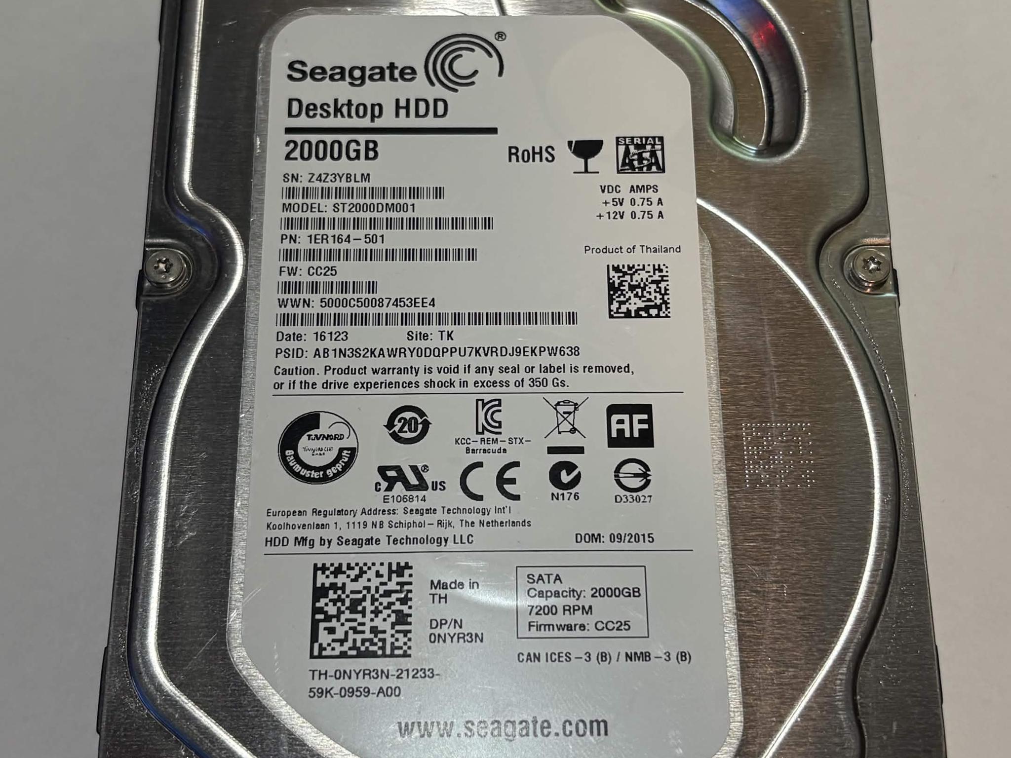 Seagate Barracuda 2TB 7200RPM SATA HDD – Tested & Healthy