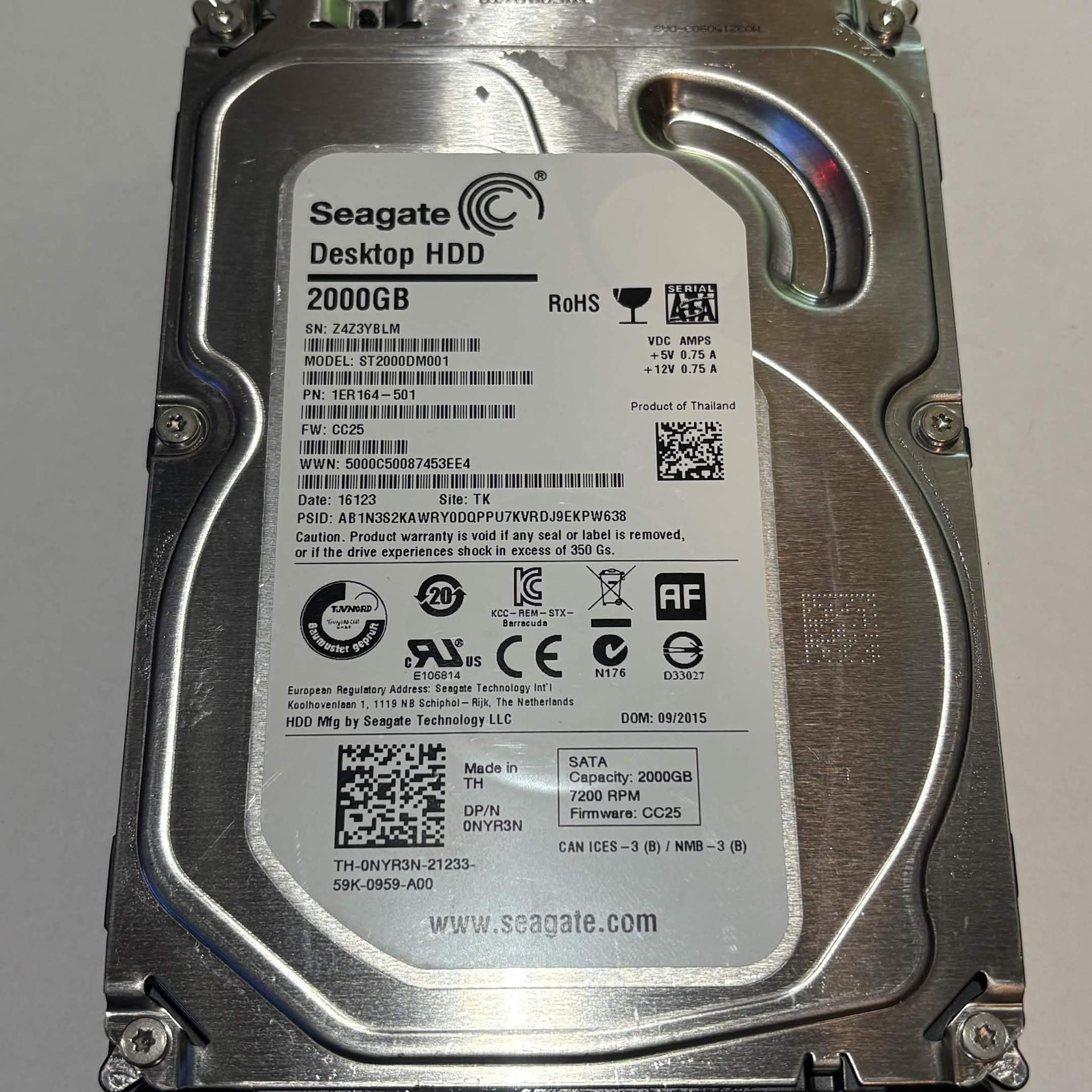 Seagate Barracuda 2TB 7200RPM SATA HDD – Tested & Healthy