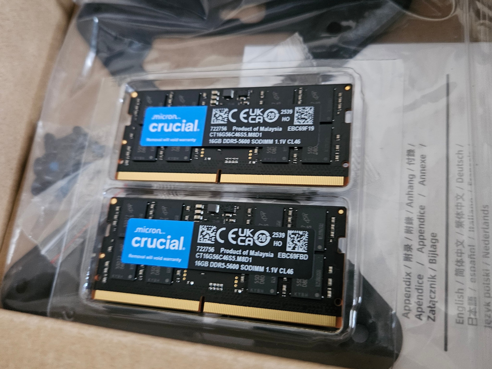 32GB (2x16gb) Crucial DDR5 RAM