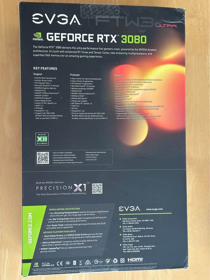 Like New EVGA RTX 3080 10 GB FTW3 with original box
