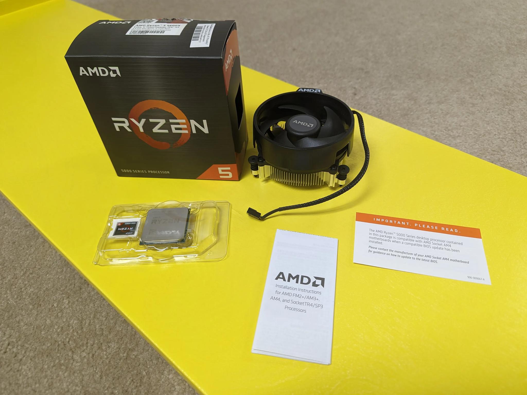 AMD Ryzen 5 5600X CPU: 6 core 12 thread processor 4.6GHz Max Boost, original box and cooler included