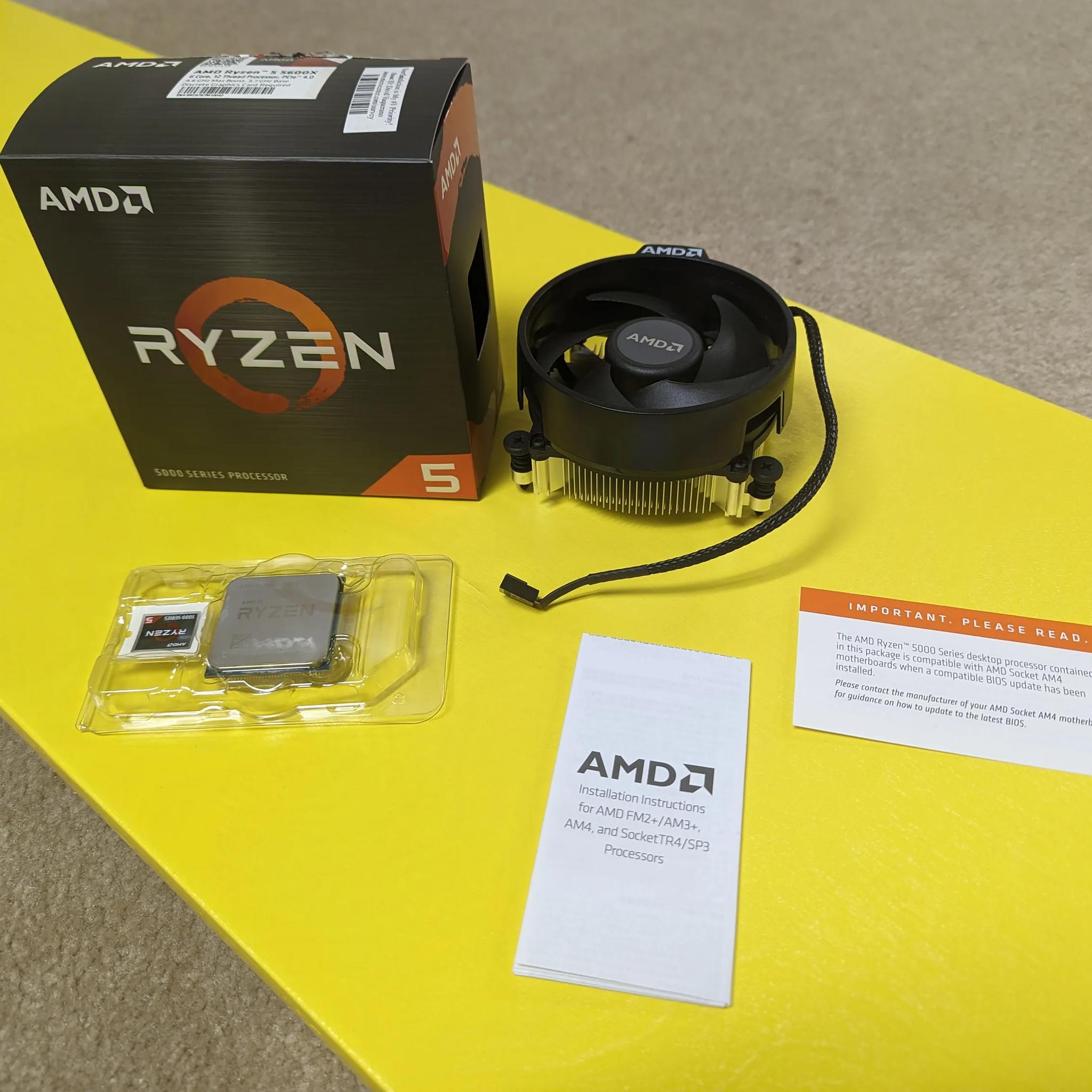AMD Ryzen 5 5600X CPU: 6 core 12 thread processor 4.6GHz Max Boost, original box and cooler included