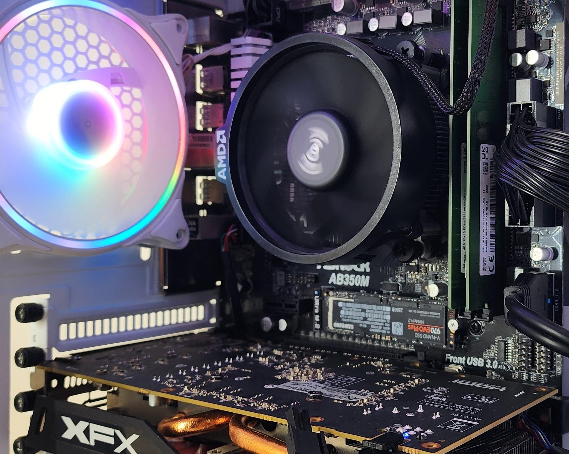 Gaming PC Ryzen 5 1600 8GB RAM 256GB SSD + 500GB HDD RX 470 8GB Win11 Computer