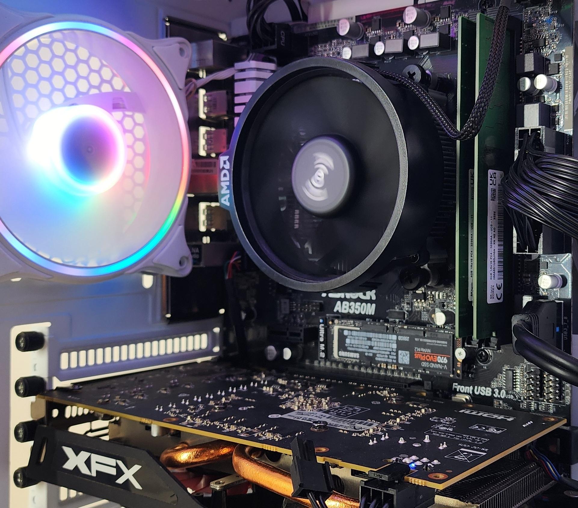 Gaming PC Ryzen 5 1600 8GB RAM 256GB SSD + 500GB HDD RX 470 8GB Win11 Computer