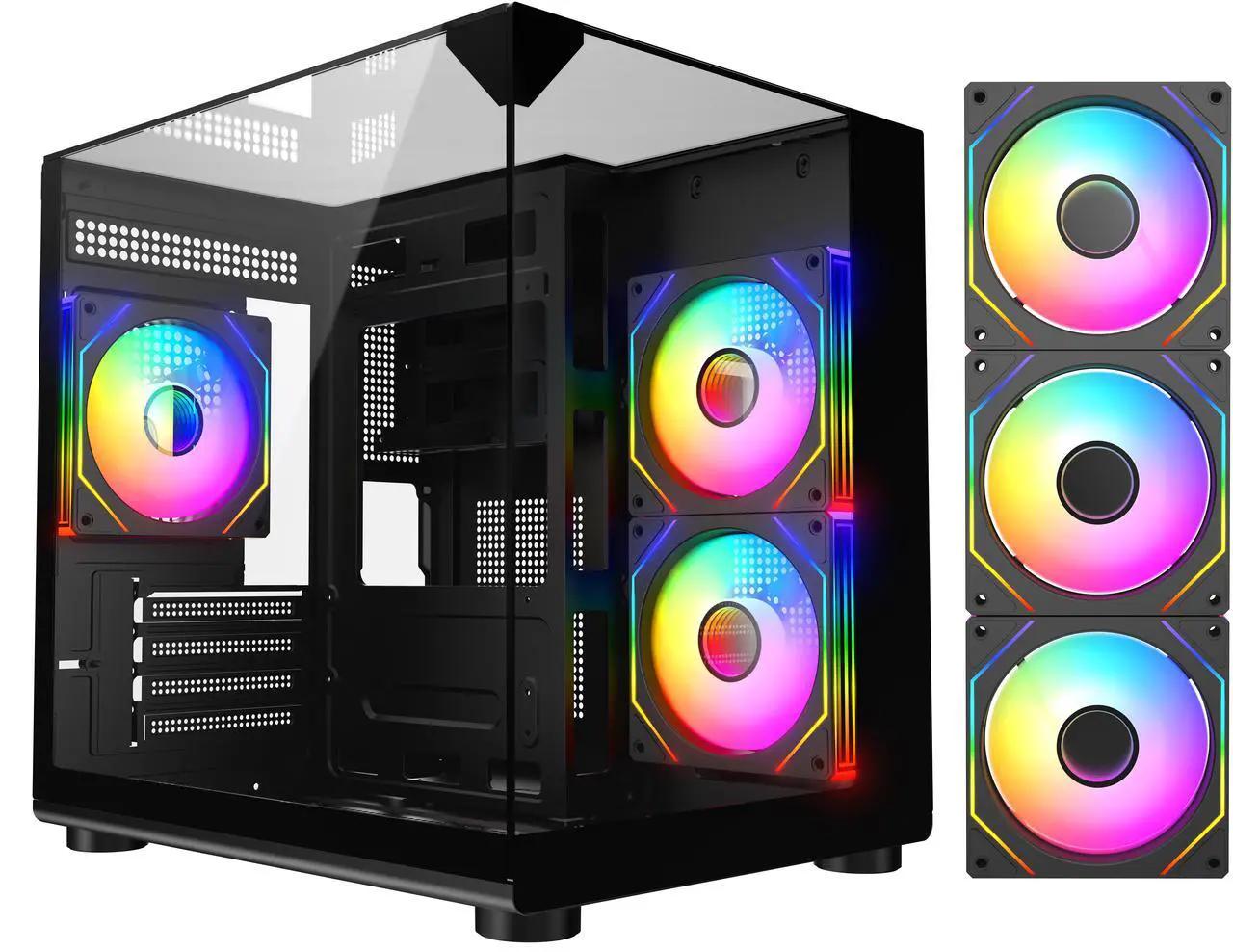 3 glass panel infinity fan case x3 120mm fans