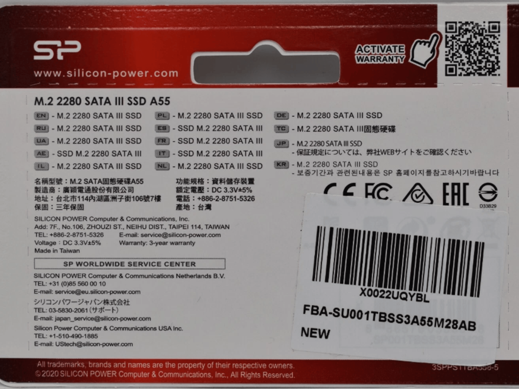 Silicon Power 1TB M.2 2280 SATA III INTERNAL SSD A55 SU001TBSS3A55M28AB