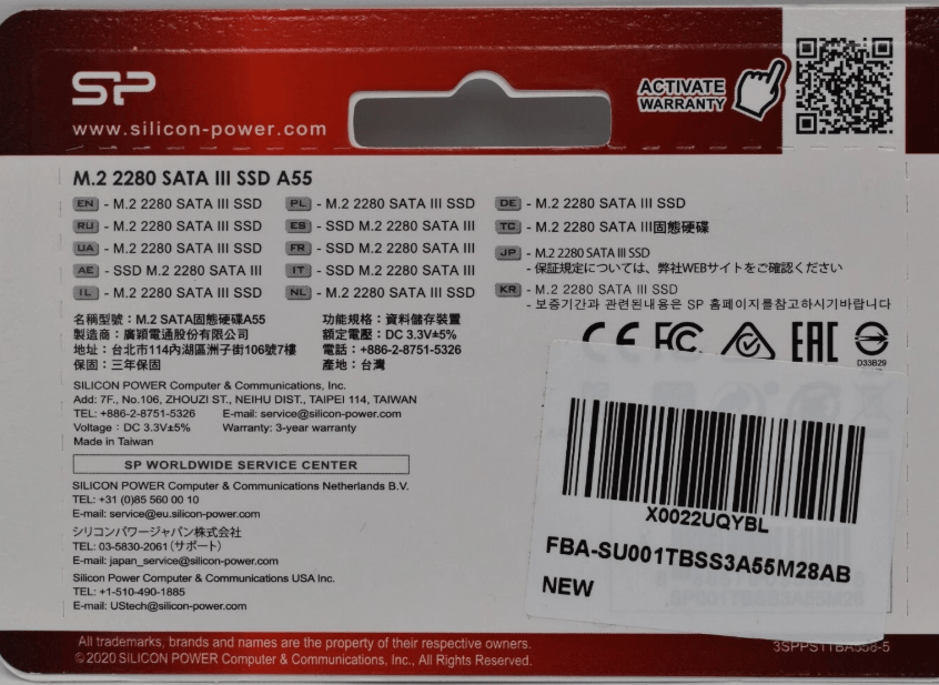 Silicon Power 1TB M.2 2280 SATA III INTERNAL SSD A55 SU001TBSS3A55M28AB