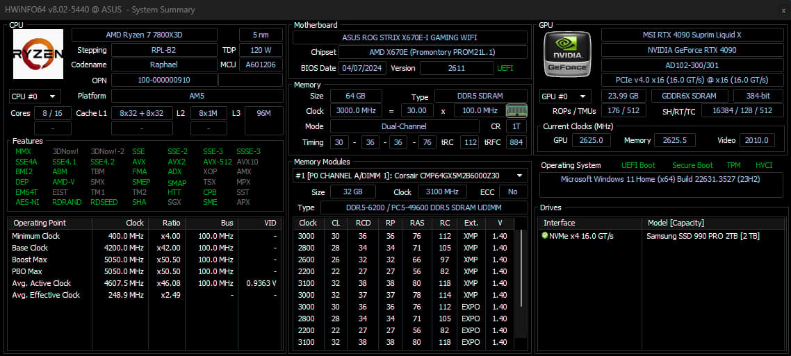 High-end Gaming PC in the Xproto-L - 7800X3D, RTX 4090, 64GB Dom. Titanium DDR5, Dual AIO Cooling