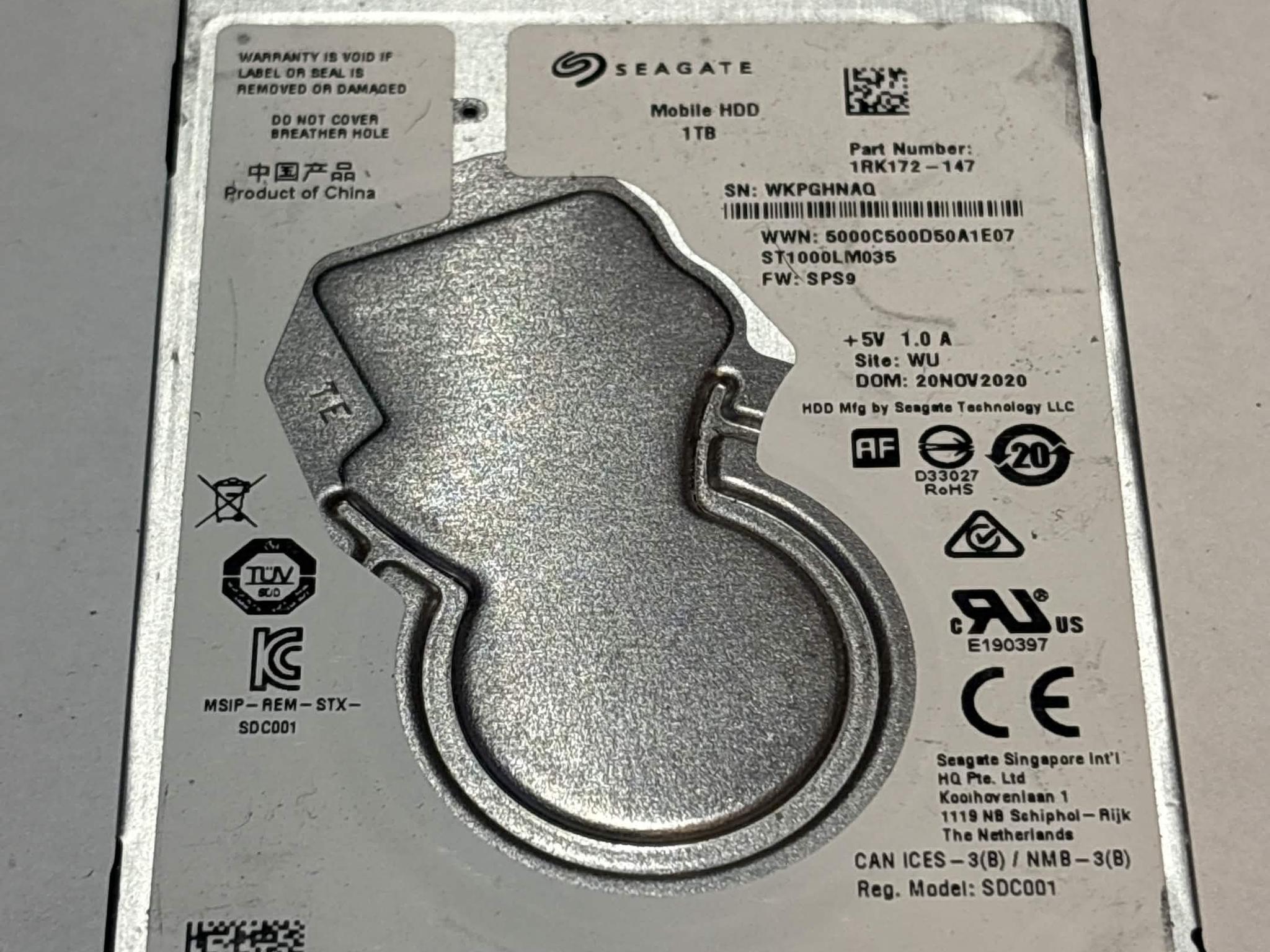 Seagate Mobile HDD 1TB SATA Hard Drive | Tested & Functional