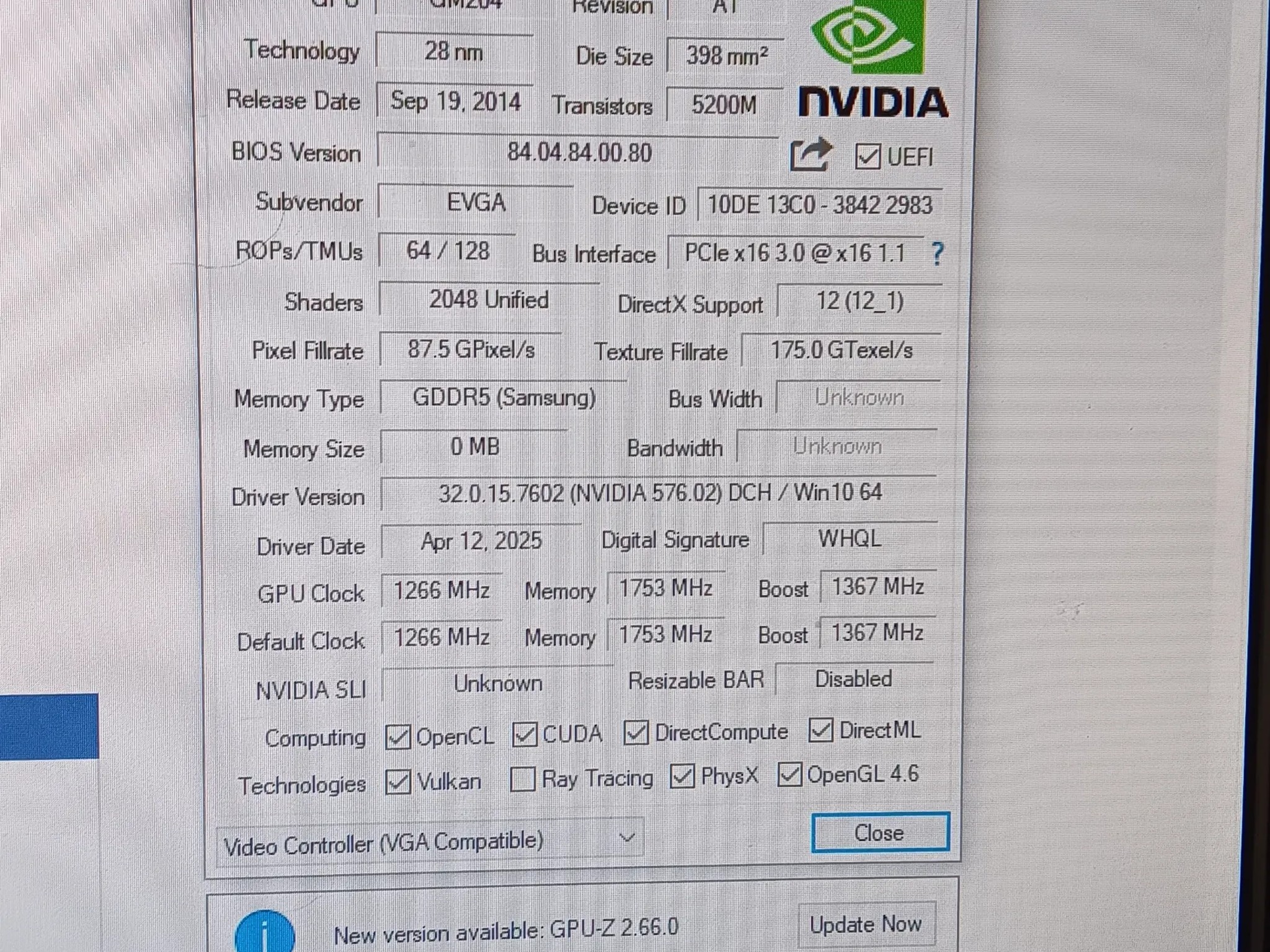 EVGA GeForce GTX 980 4GB Graphics Card