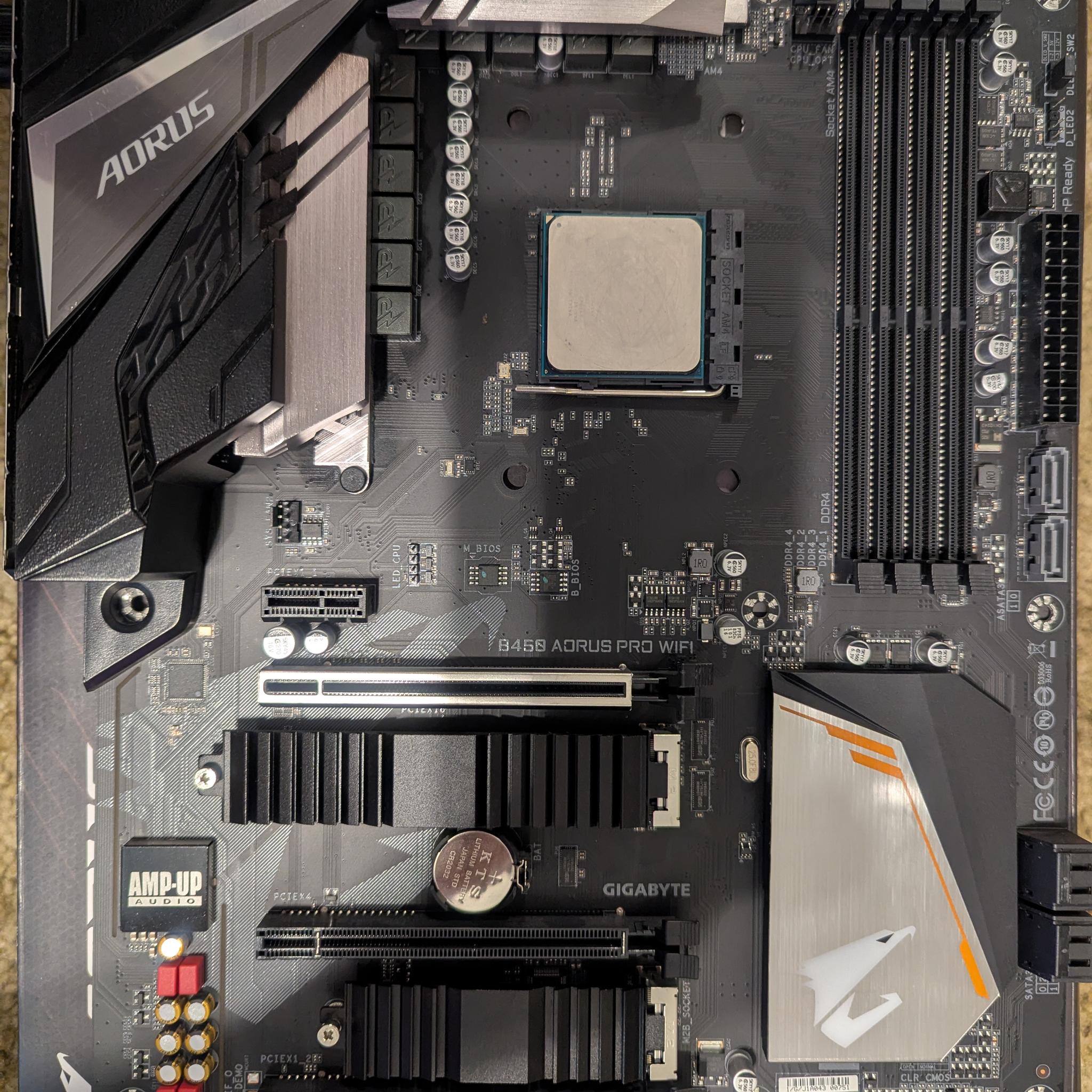 Gigabyte B450 Aorus Pro Wifi with Ryzen 2600x CPU