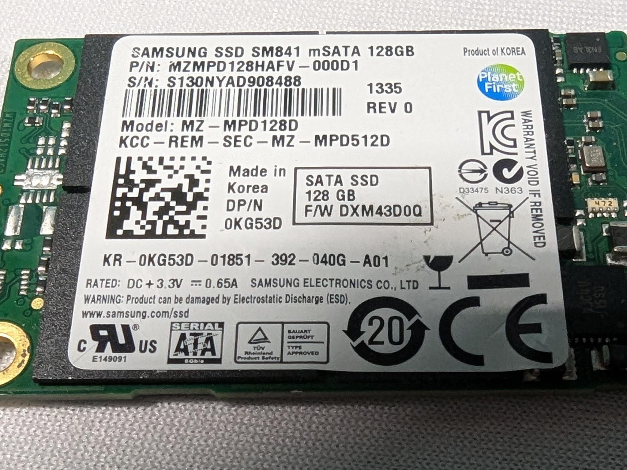 128gb mSata drive.
