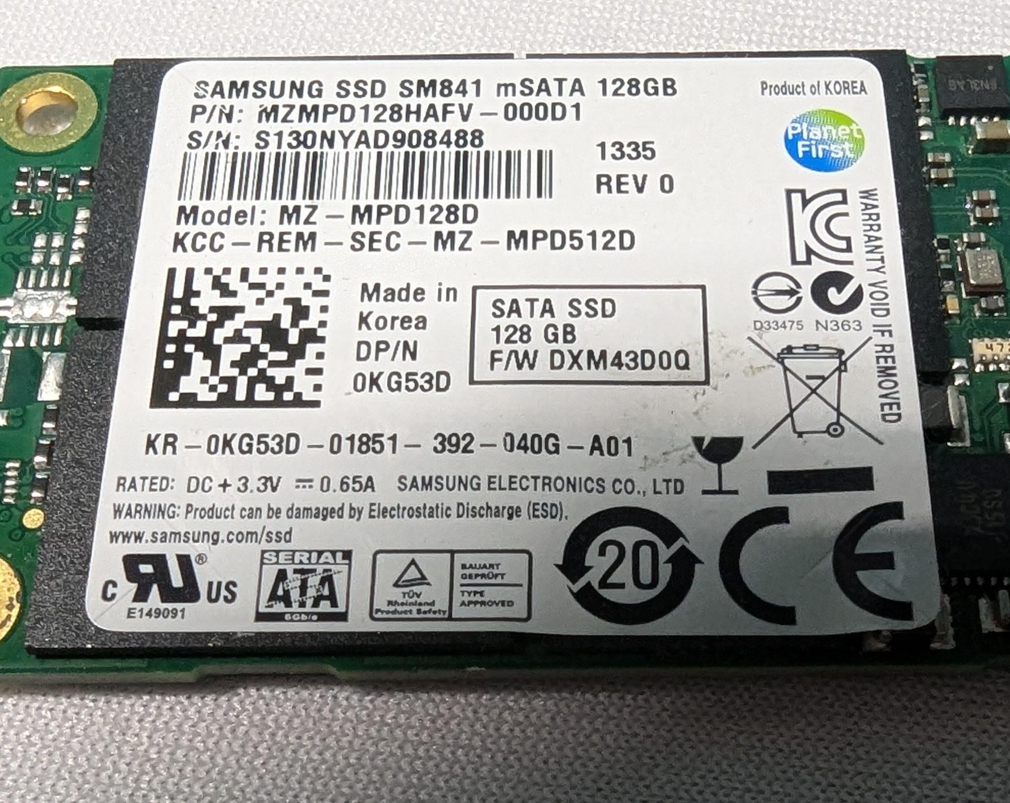 128gb mSata drive.