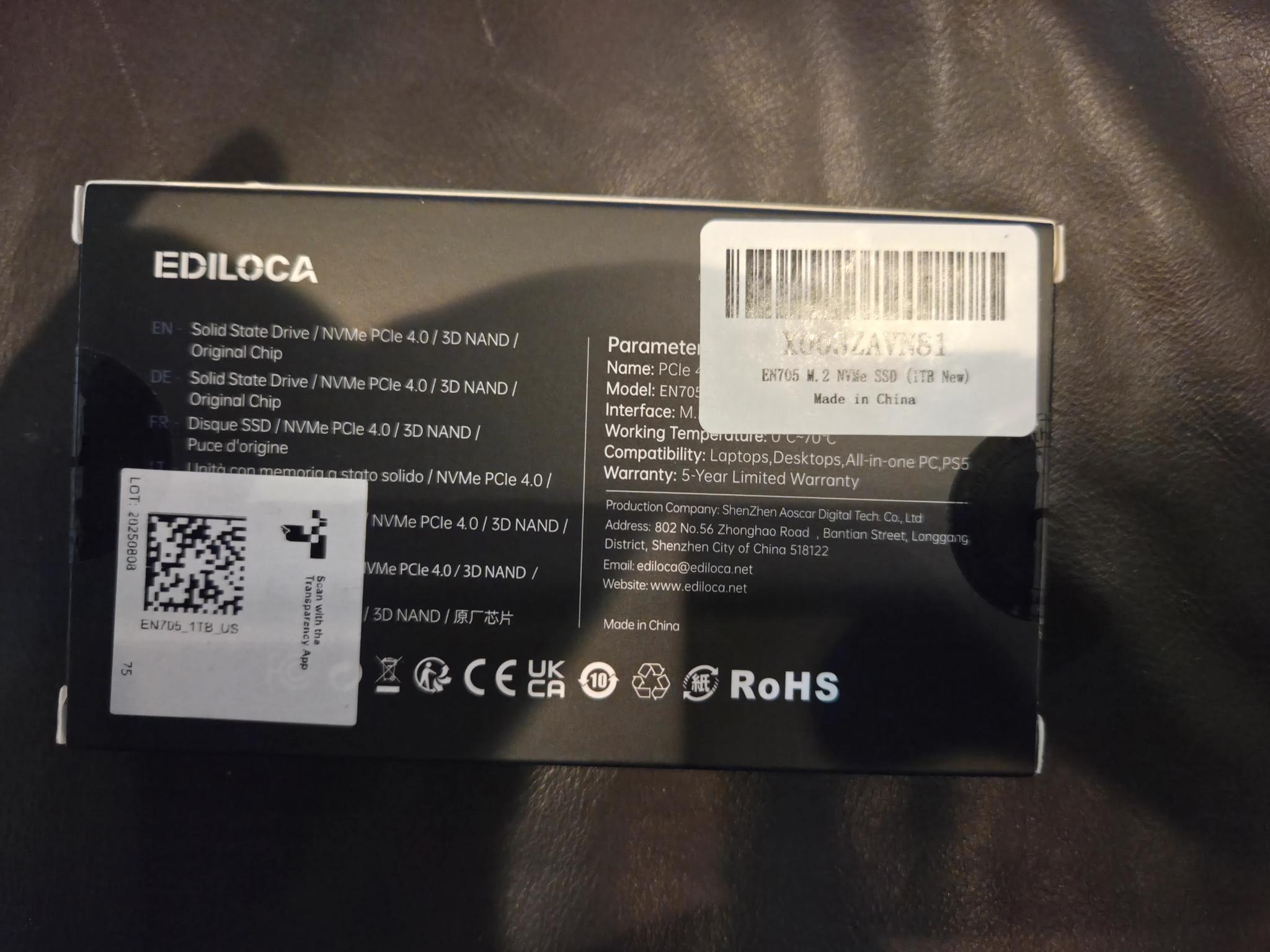 New 1TB PCIe 4.0 SSD - EDILOCA EN705