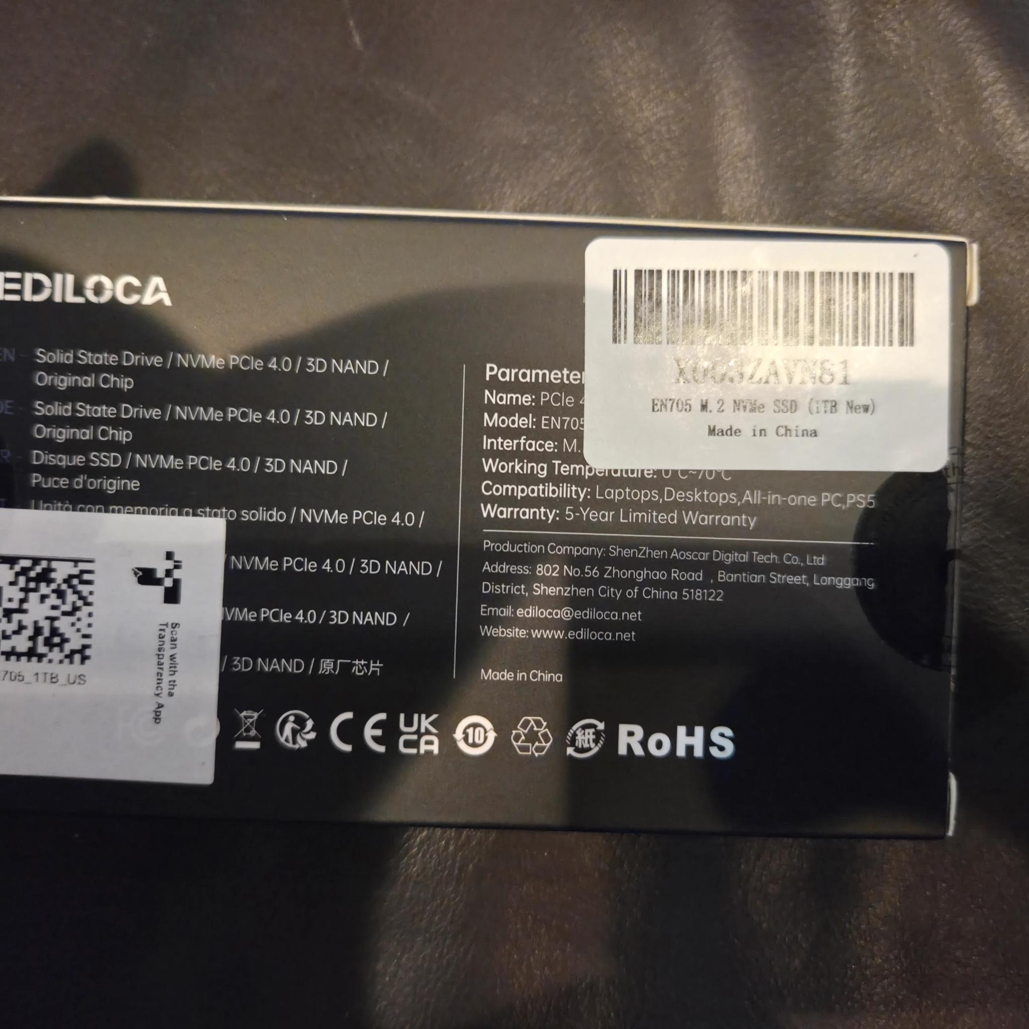 New 1TB PCIe 4.0 SSD - EDILOCA EN705