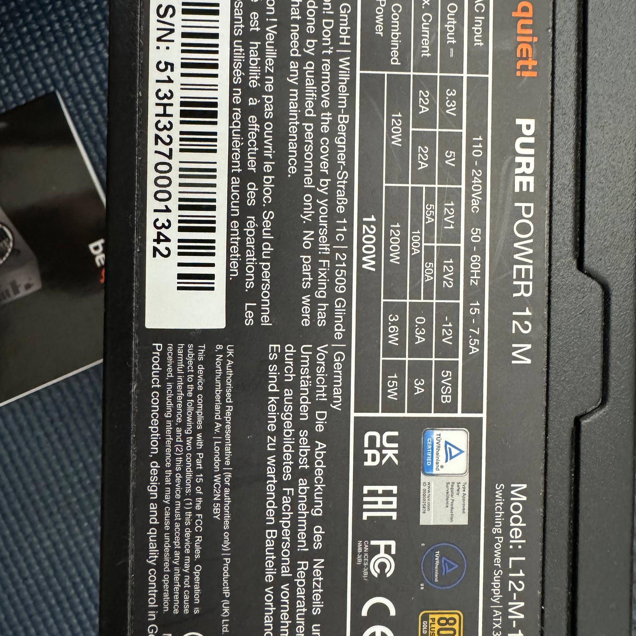 be quiet! BN513 Pure Performance Power 12 M 1200W Modular Quiet Performance Power Supply