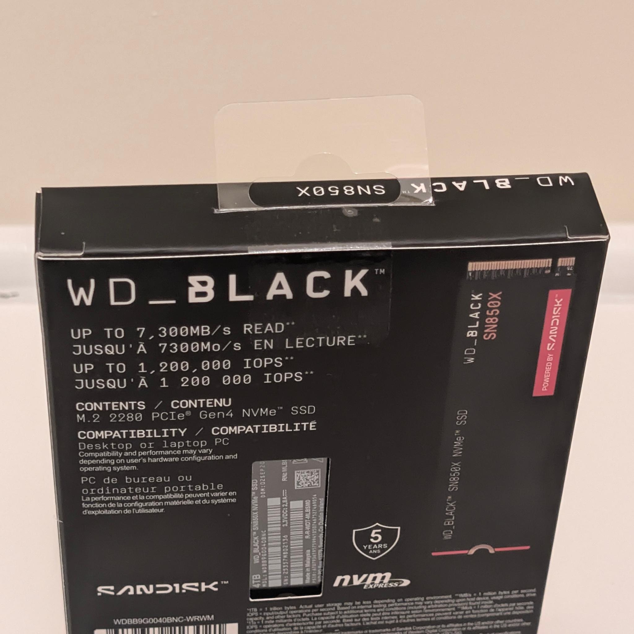 Western Digital WD_BLACK SN850X 4TB NVMe Internal M.2 SSD NEW SEALED w/o heatsink