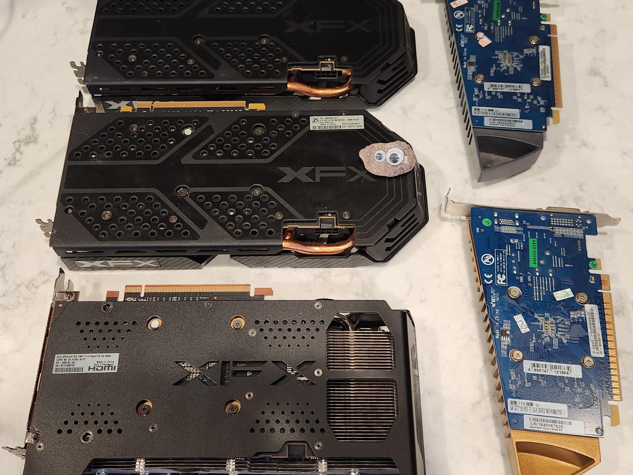 FOR UCW | 2× 580 8GB, 1x 6600 8GB, 2× GT 710 1GB "Feesh" - Used