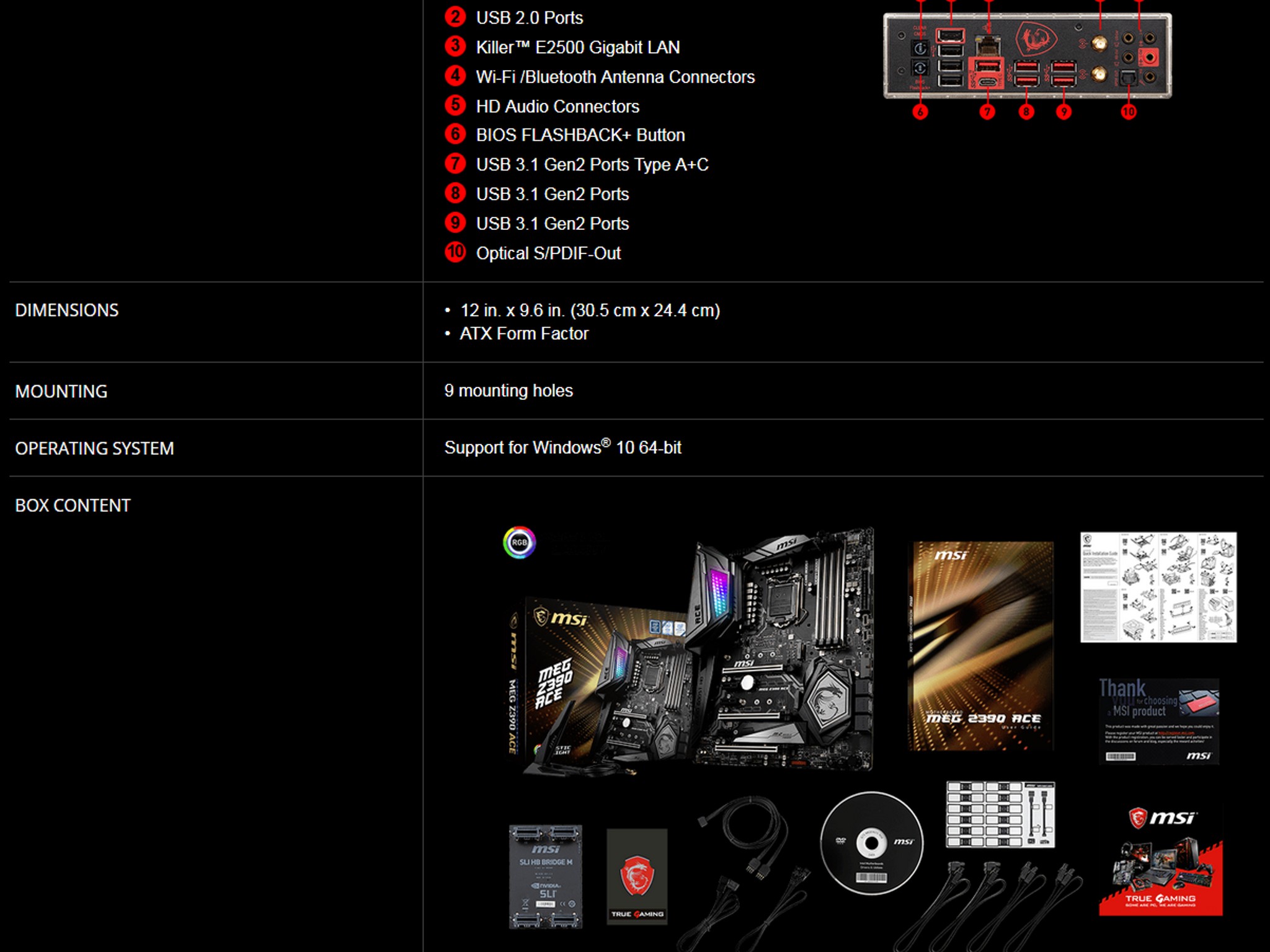 NEW MSI MEG Z390 ACE LGA1151 Intel DDR4 ATX Motherboard