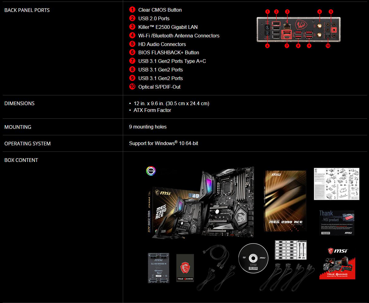 NEW MSI MEG Z390 ACE LGA1151 Intel DDR4 ATX Motherboard