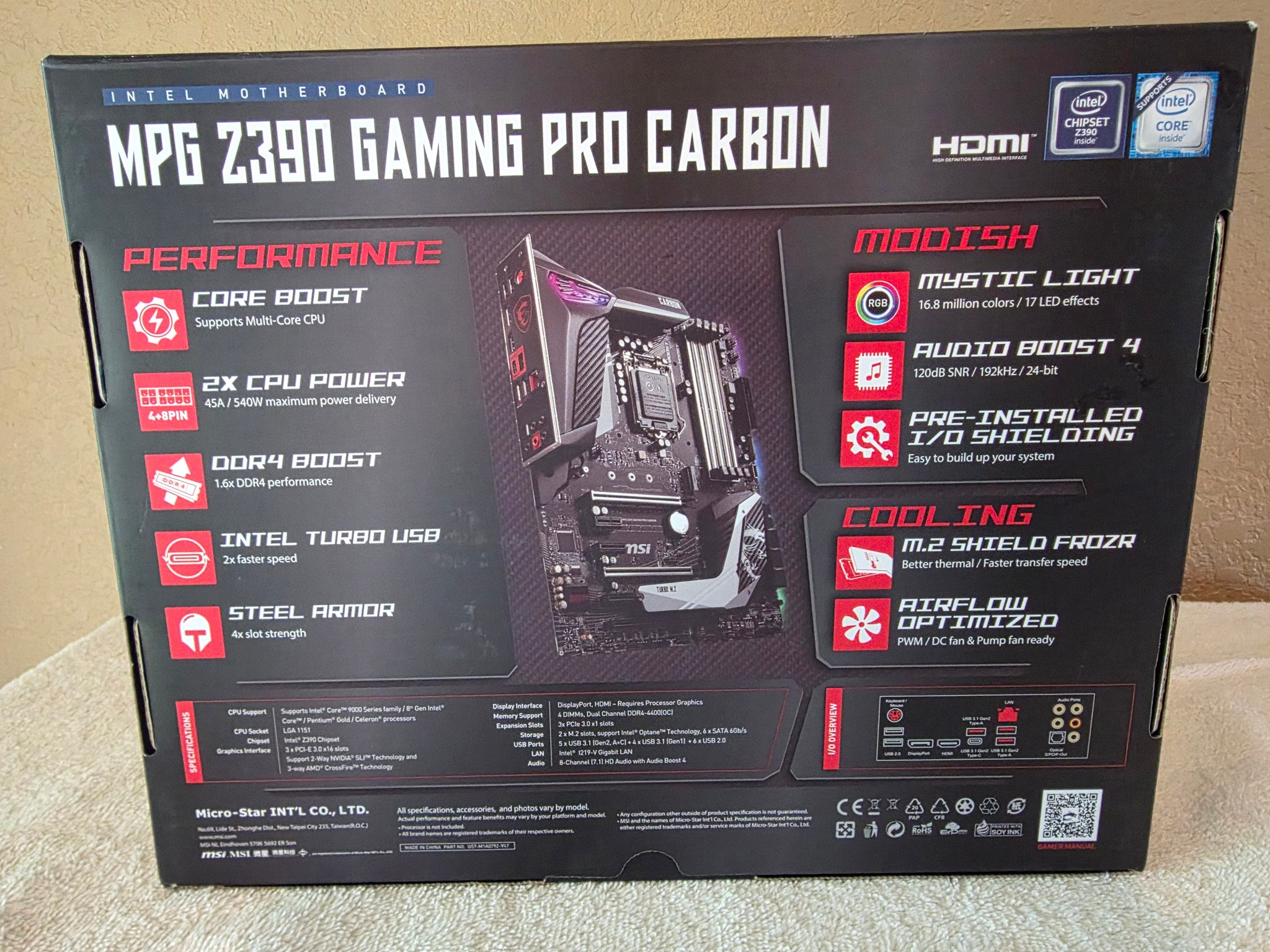 MPG Z390 GAMING PRO CARBON