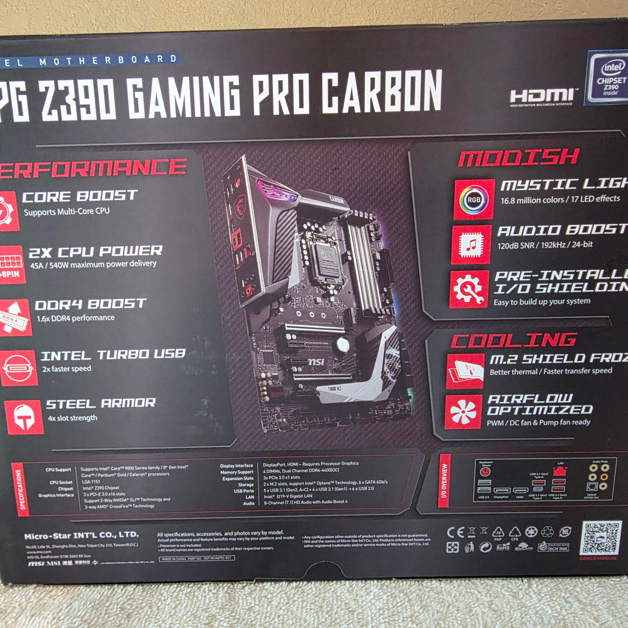 MPG Z390 GAMING PRO CARBON