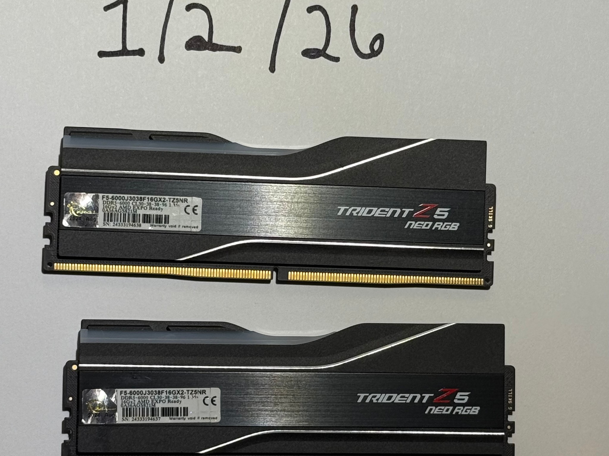 G.SKILL Trident Z5 Neo RGB 32GB (2×16GB) DDR5-6000 CL30 AMD EXPO – Like New