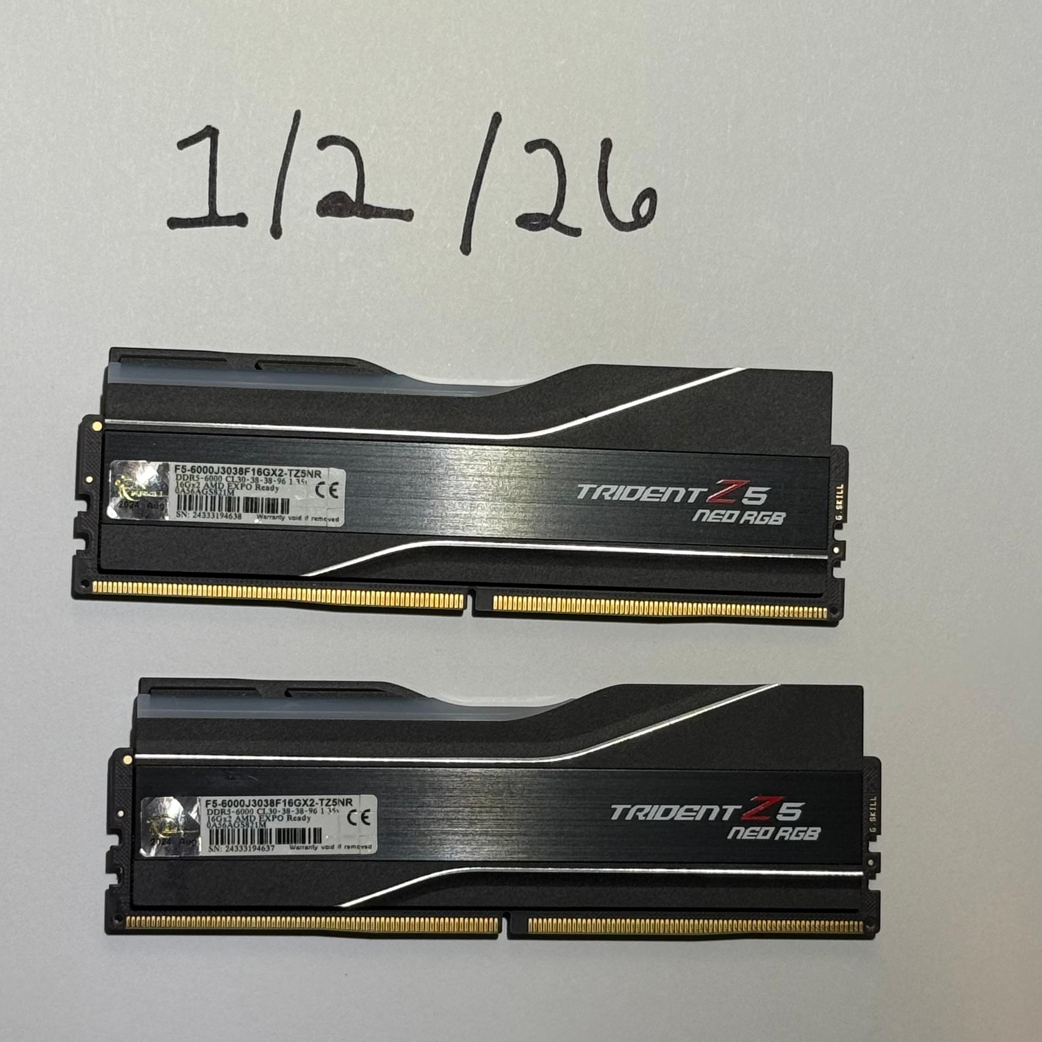 G.SKILL Trident Z5 Neo RGB 32GB (2×16GB) DDR5-6000 CL30 AMD EXPO – Like New
