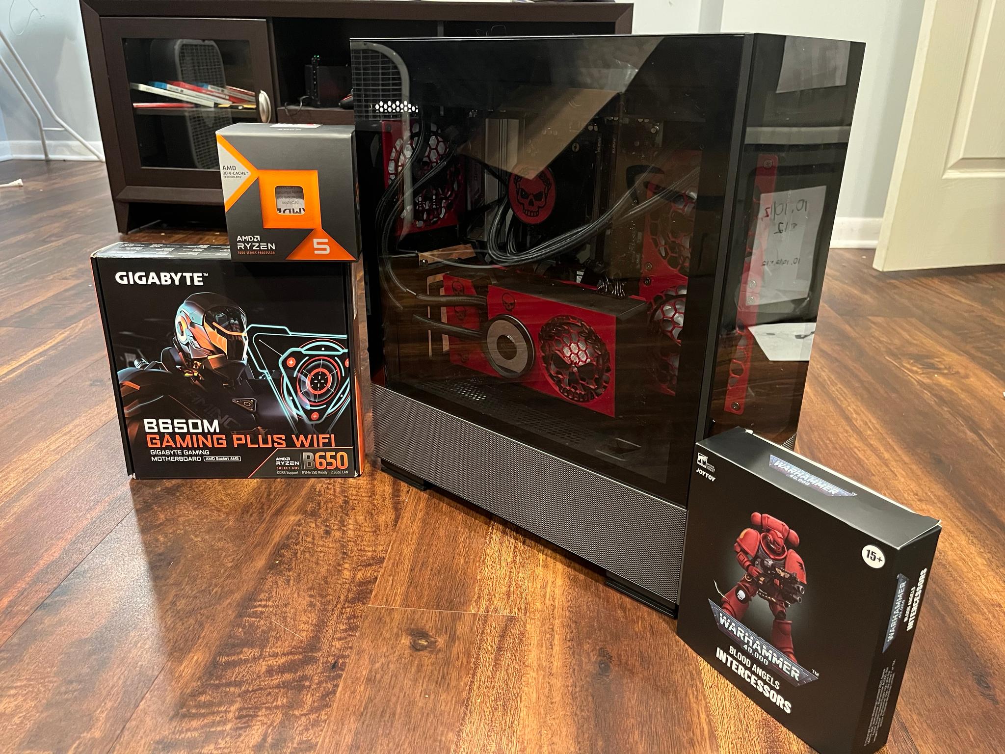 GRIMDARK RTX3080 7600X3D 32GB DDR5 PC w/ Warhammer 40K Action Figure - Dual AIO Watercooled - UNIQUE