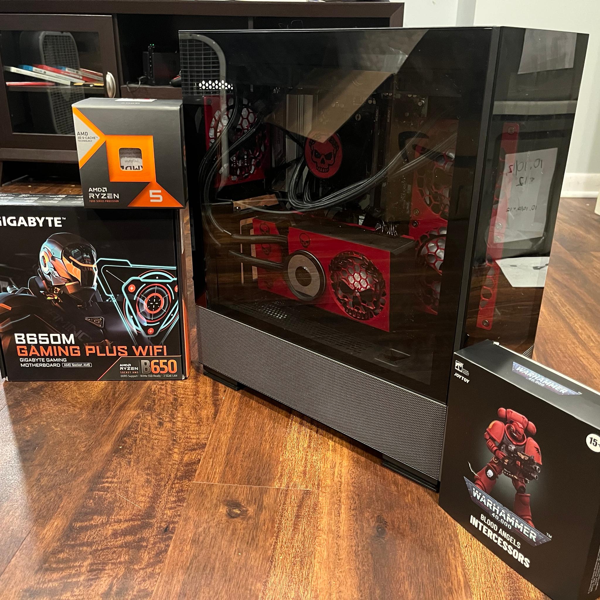 GRIMDARK RTX3080 7600X3D 32GB DDR5 PC w/ Warhammer 40K Action Figure - Dual AIO Watercooled - UNIQUE