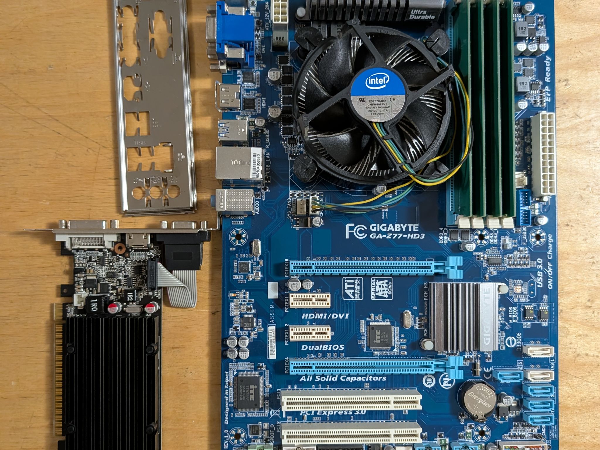 Core i7 3770 + Z77 motherboard + 16GB DDR3 + Nvidia GT210 1GB