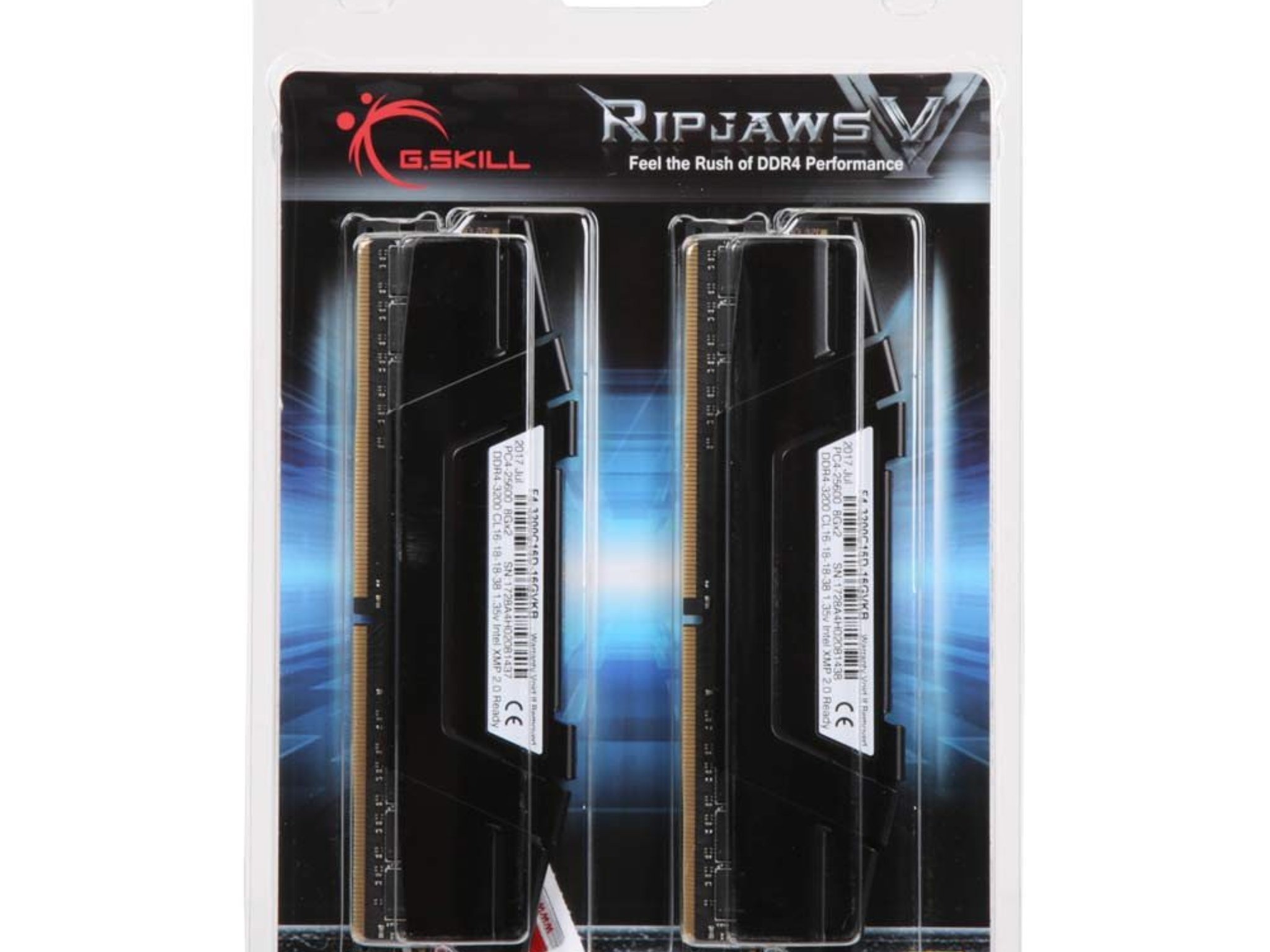 G.Skill Ripjaws V 16GB (2 x 8GB) DDR4-3200 PC4-25600 CL16 Dual Channel Desktop Memory Kit 3200C16D