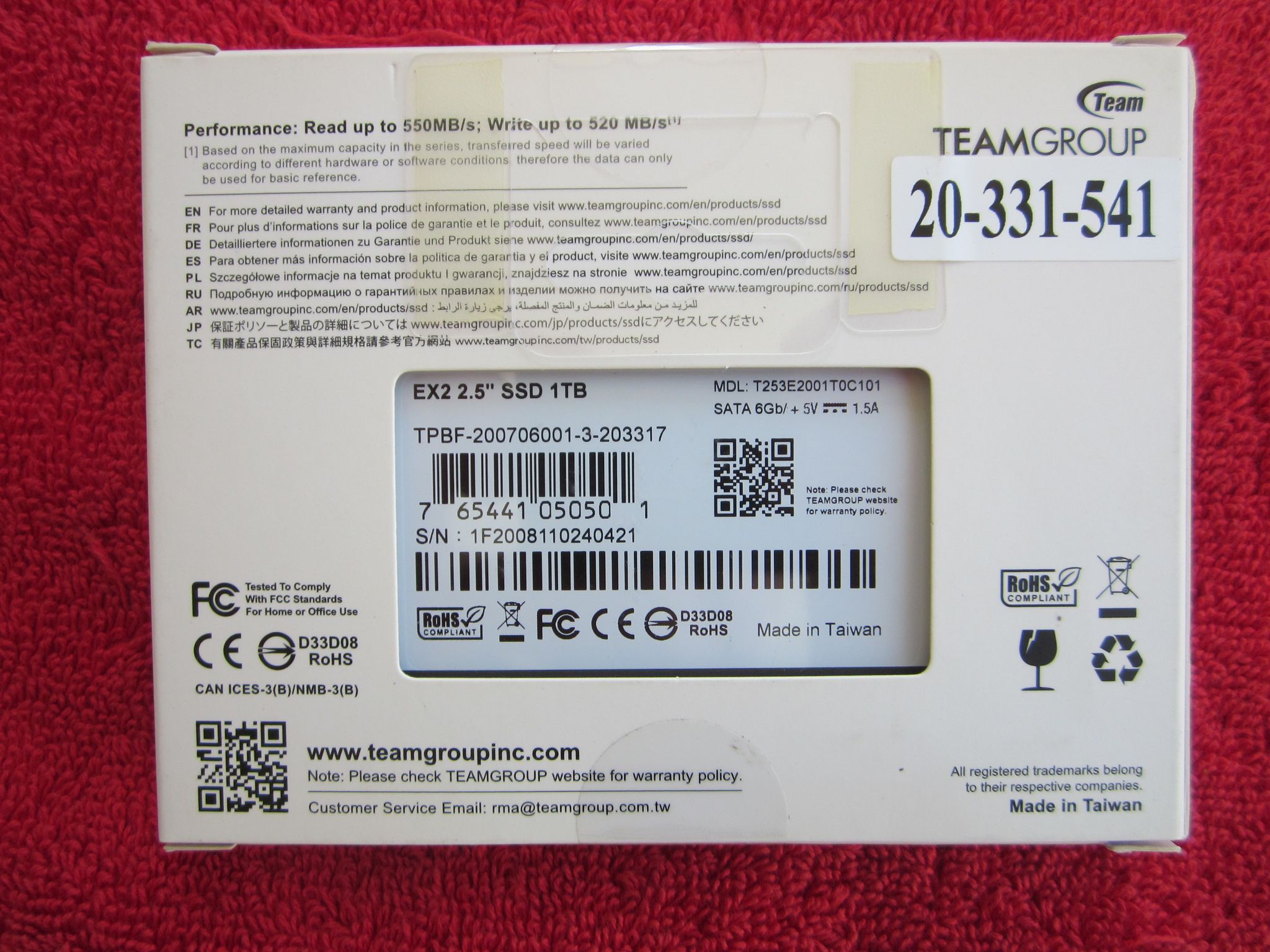 NEW SEALED Team Group EX2 2.5" 1TB SATA III SSD T253E2001T0C101