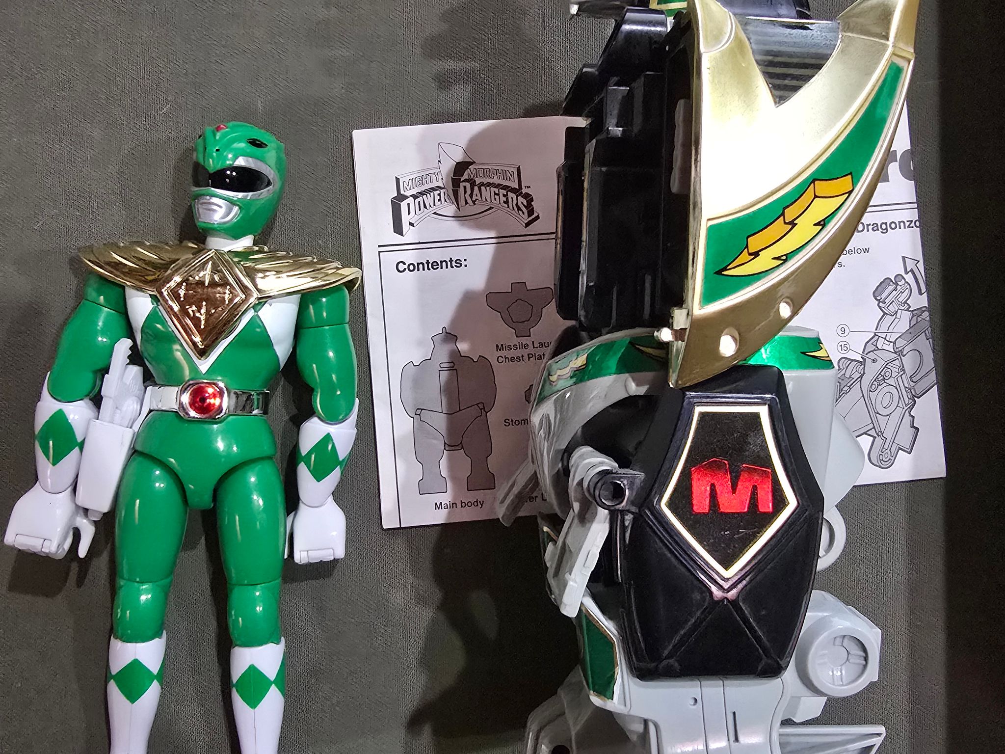 Vintage 1993 Bandai Mighty Morphin Power Rangers Dragonzord w/ Green Ranger