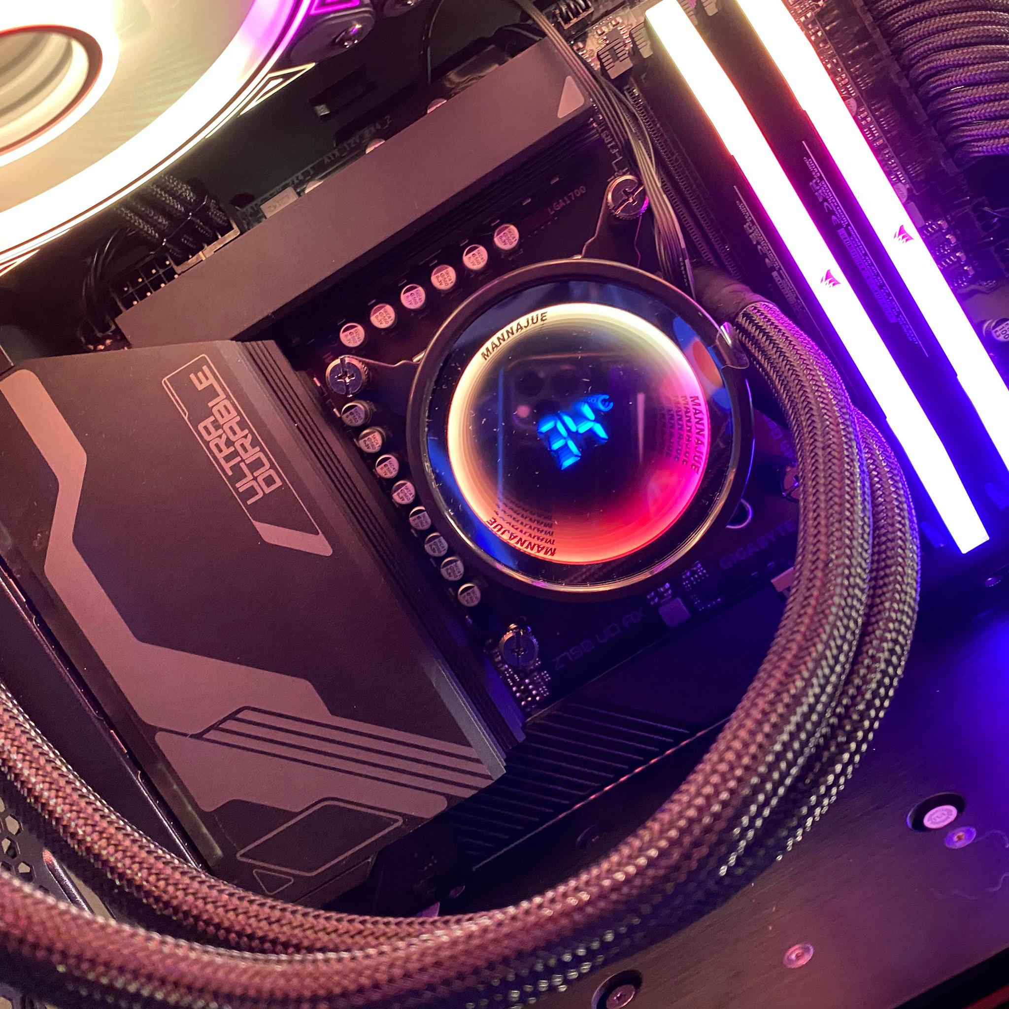 Hematite V 13600K 6800 XT 2TB NVME 32GB DDR5 Liquid Cooled Gaming,Streaming, Editing PC