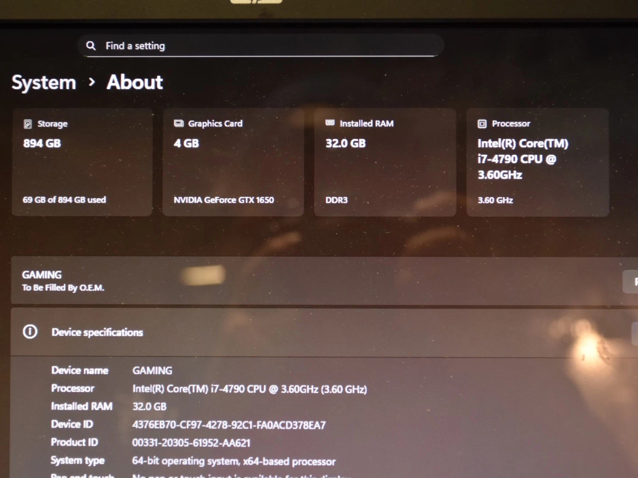 Intel I 7 4790 RAM 32 GB GPU GTX 1650 1 TB NVME 700 watts 80 plus gold  & speakers & keyboard& mouse
