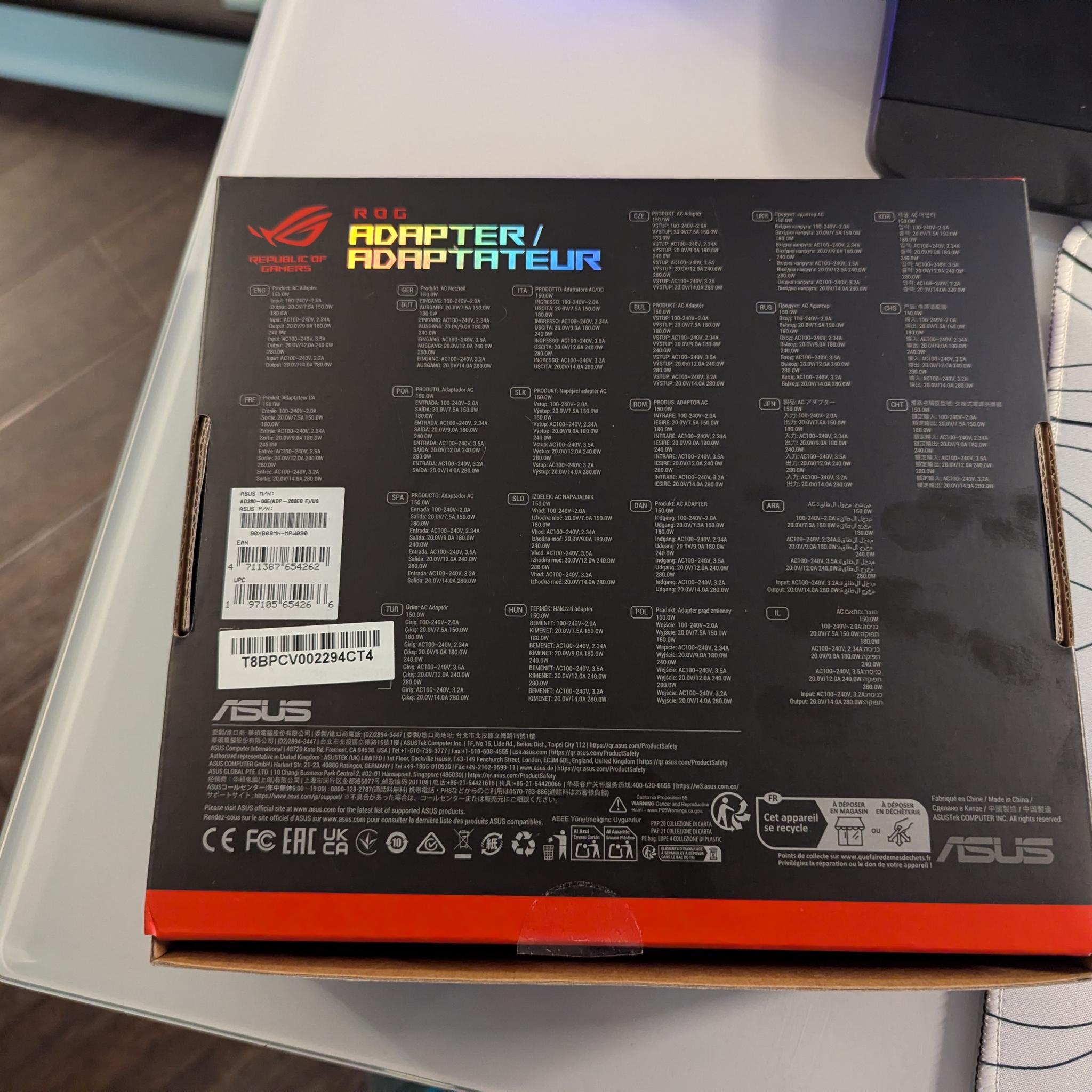 ROG 280W DC Adapter - ADP-280EB B (basically New)