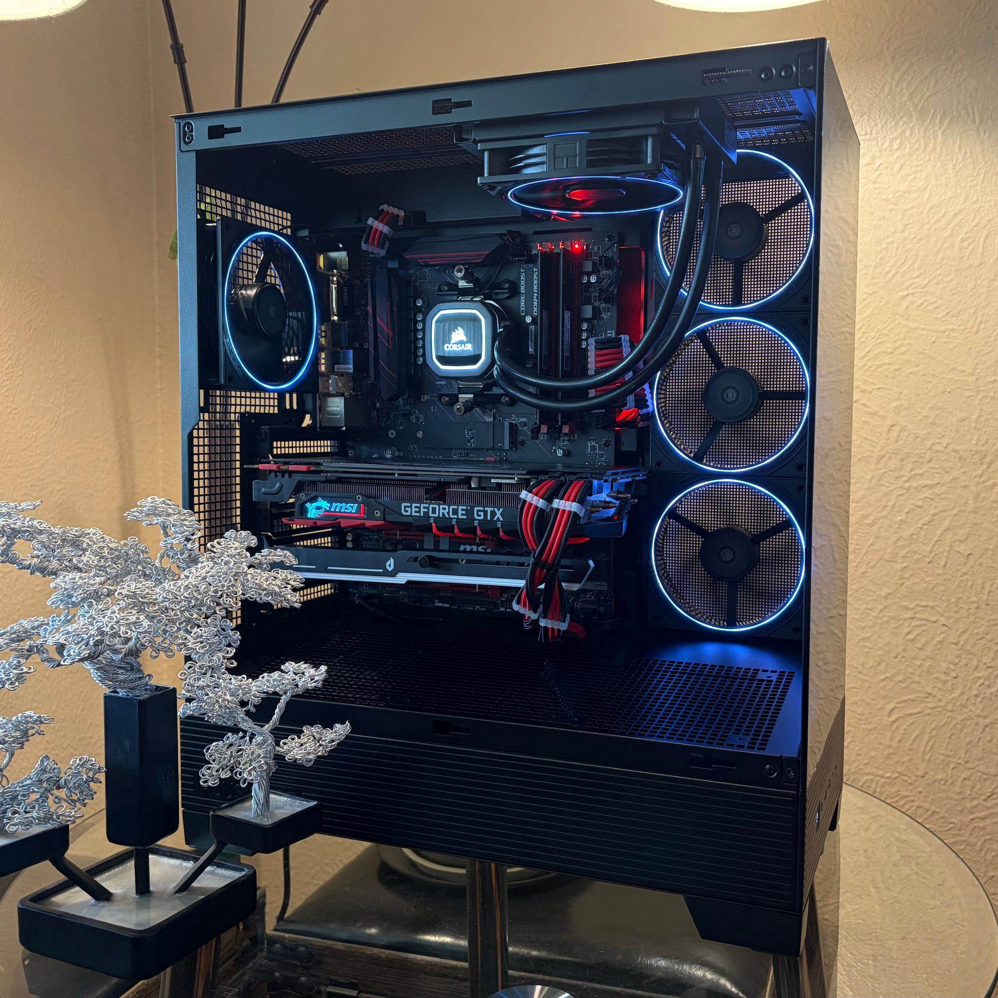 Black/Red Gaming PC - GTX 1080 Ti | Ryzen 5 5500 | 16gb RAM | 512gb NVMe | Windows 11 | WiFi + BT